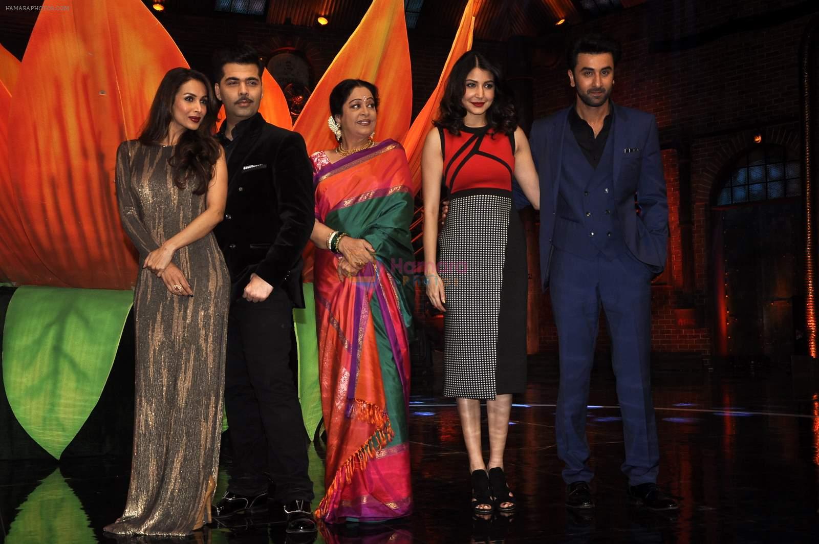 Anushka Sharma, Ranbir Kapoor, Kiron Kher, Karan Johar, Malaika Arora Khan on the sets of India's Got Talent in Filmcity, Mumbai on 28th April 2015