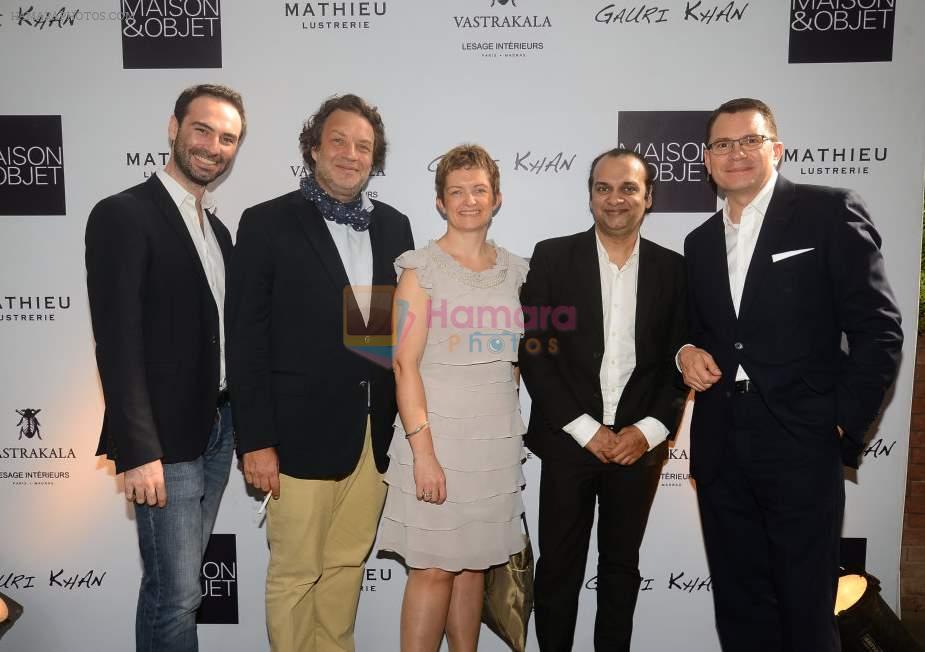 Alexis De Ducla, Jean-Francios Lesage, Elodie Renaud, Raj Anand and Frederic Bougeard at Hi tea at Gauri Khan's space for Maison & Objet in Khar, Mumbai on 29th April 2015