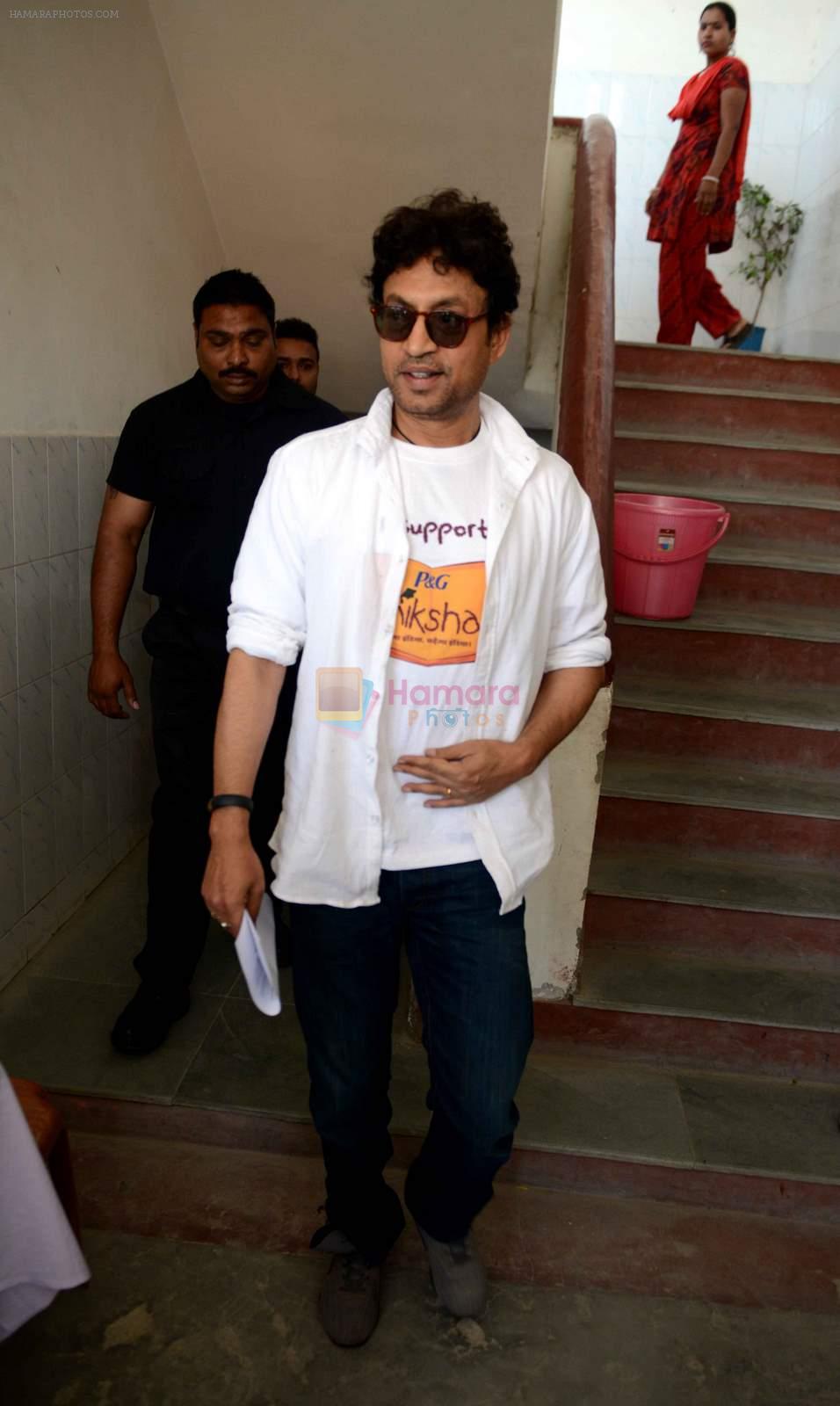 Irrfan Khan snapped at Delhi school on 30th April 2015