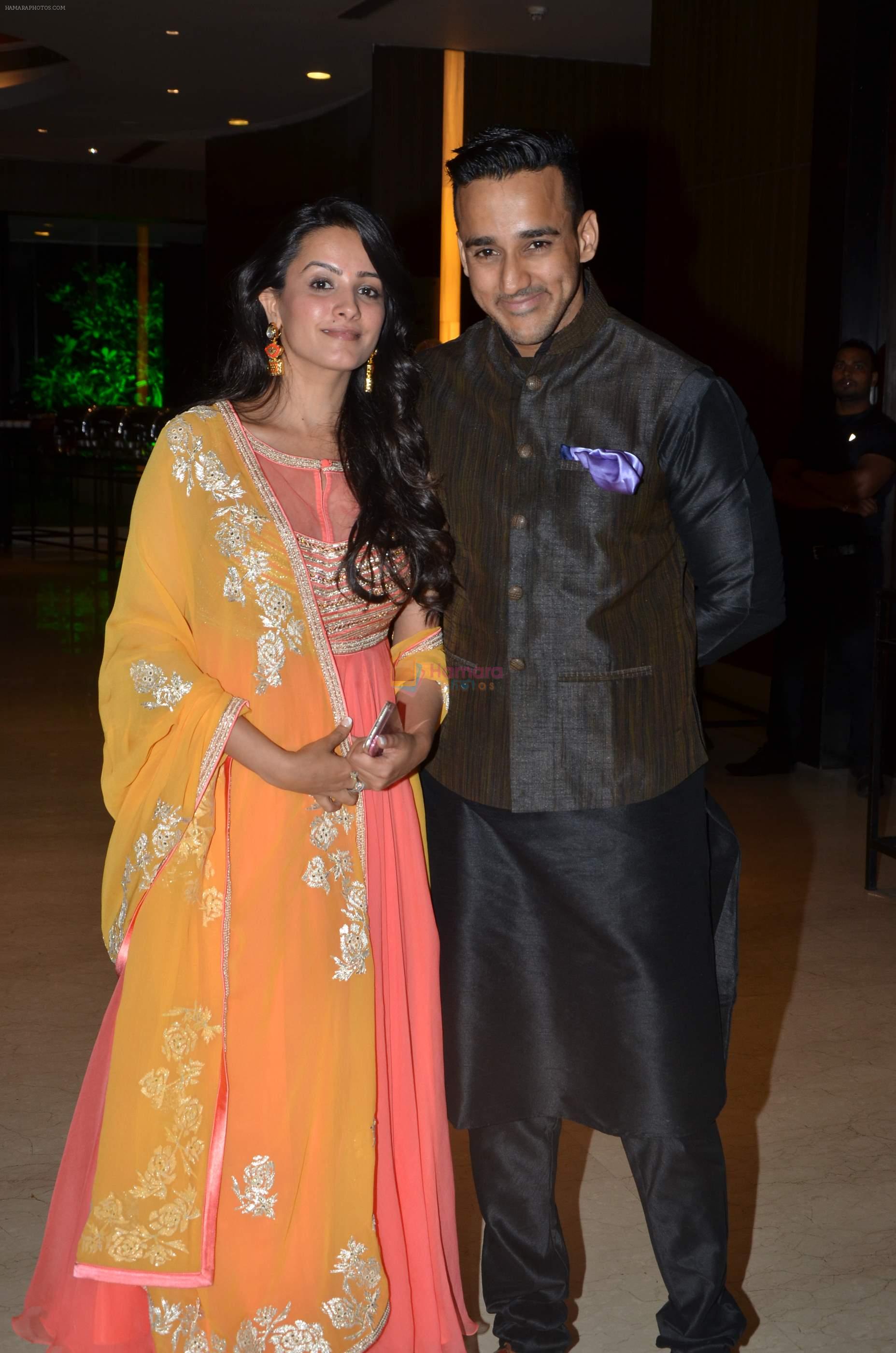 Anita Hasnandani with her husband at Karan Patel and Ankita Engagement and Sangeet Celebration in Novotel Hotel, Juhu on 1st May 2015