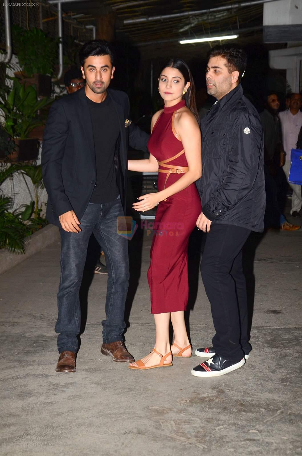 Ranbir Kapoor, Anushka Sharma, Karan Johar at Bombay Velvet's first screening in Sunny Super Sound on 1st May 2015