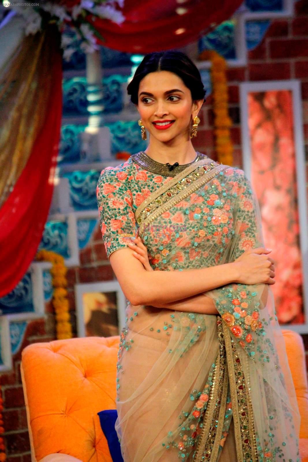 Deepika Padukone in Sabyasachi on the sets of comedy Nights with Kapil on 4th May 2015