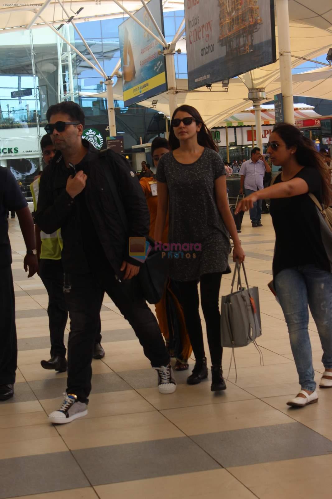 Karan Johar, Anushka Sharma snapped at airport  on 6th May 2015