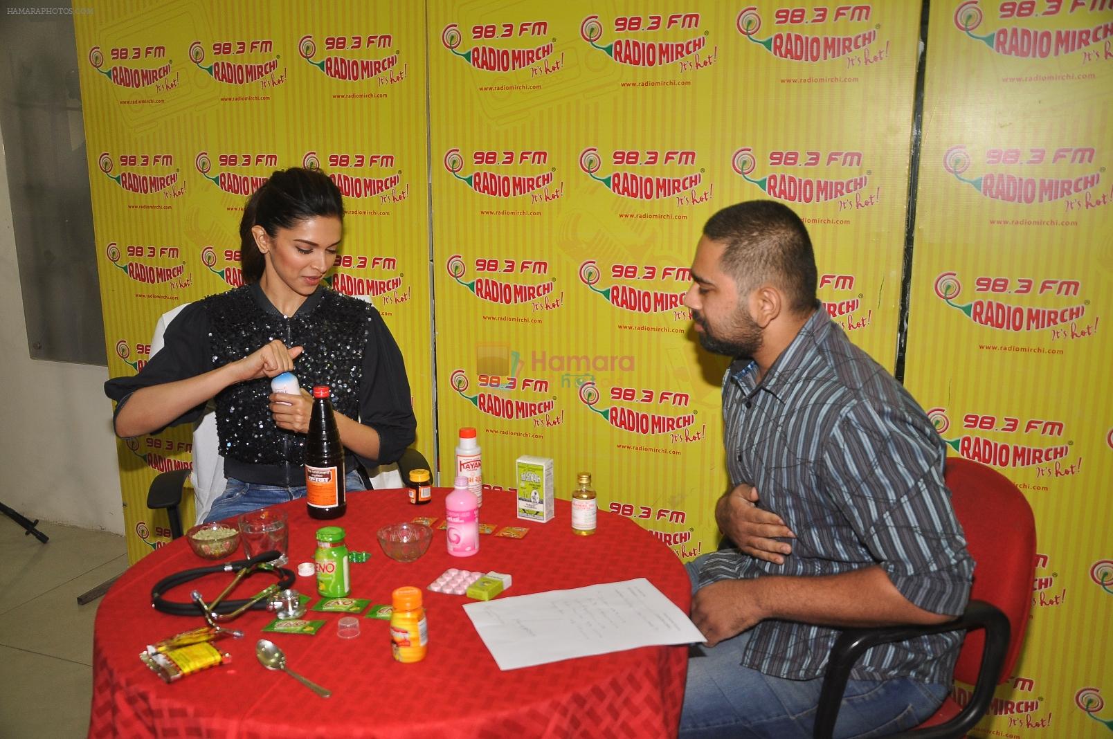 Deepika Padukone treating the staff of Radio Mirchi during the promotion of Piku