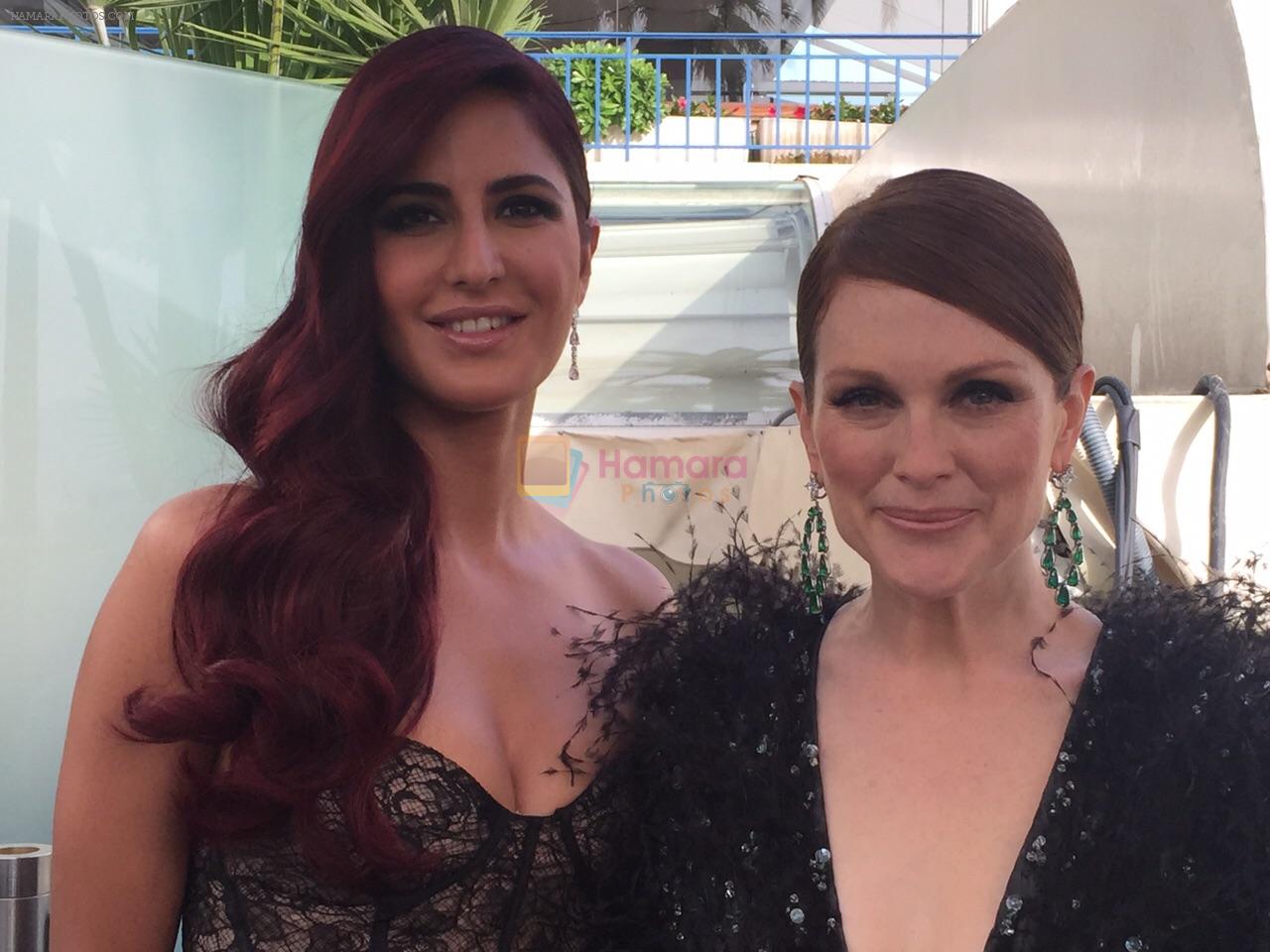 Katrina Kaif poses with Julianne Moore just before heading to the Cannes red carpet
