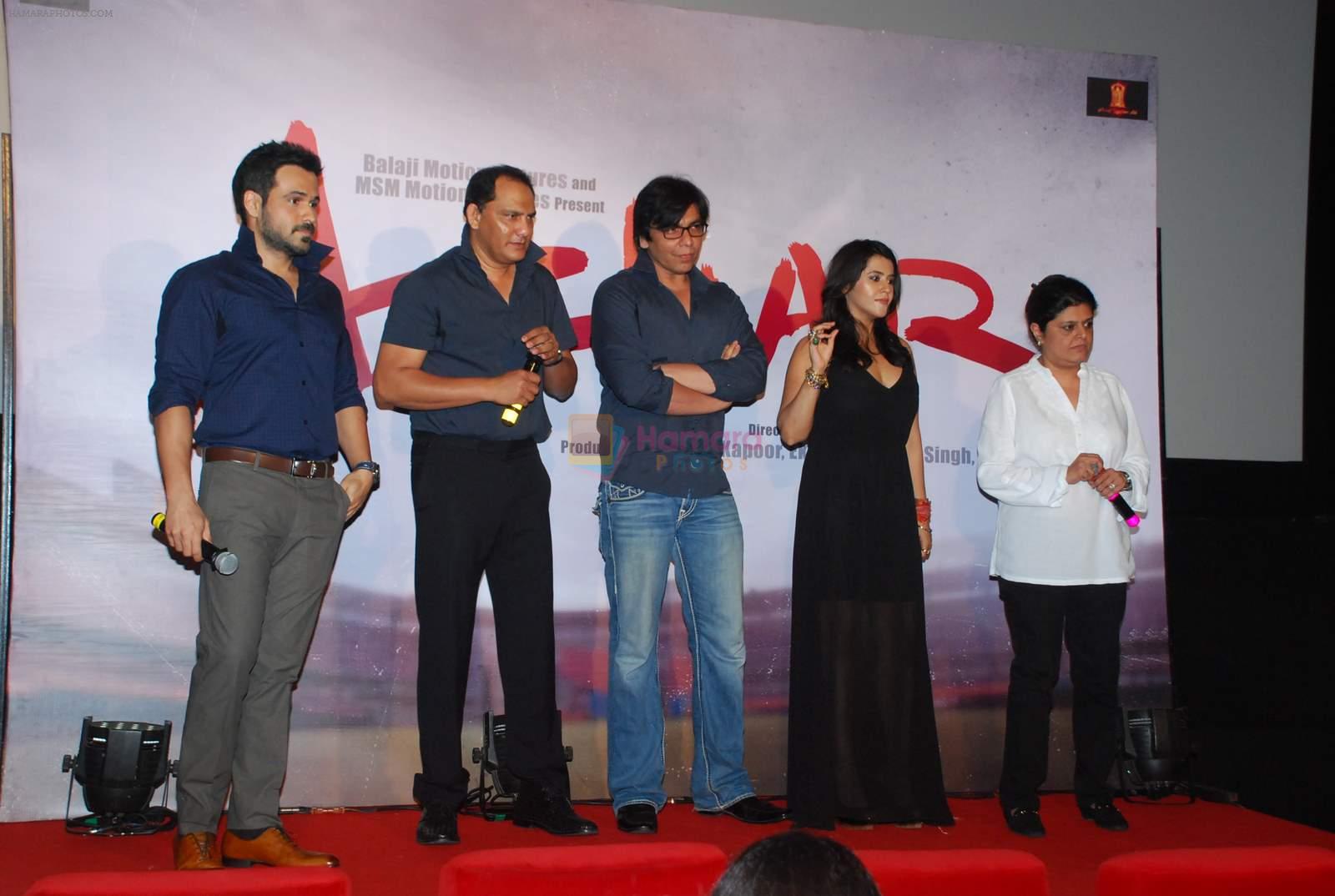 Emraan Hashmi, Mohammad Azharuddin, Ekta Kapoor at Ekta Kapoor's Azhar film launch in PVR, Mumbai on 21st May 2015
