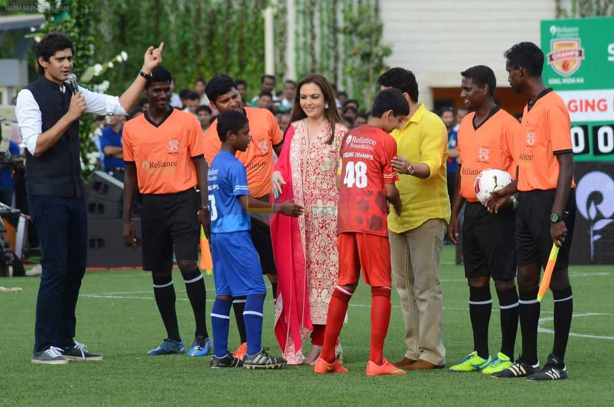 Sachin Tendulkar at the launch of Reliance Foundations Jio Gardens and organises Young Champs Football match on 27th May 2015