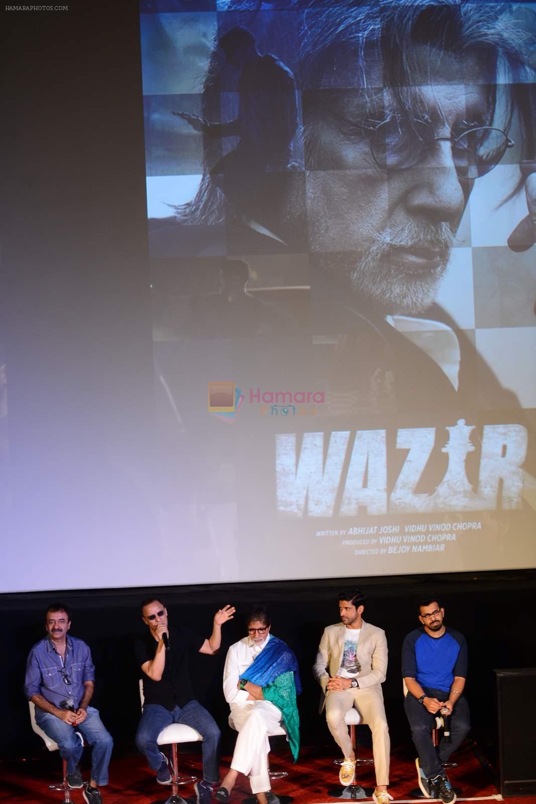 Rajkumar Hirani, Vidhu Vinod Chopra, Amitabh Bachchan, Farhan Akhtar, Bejoy Nambiar at Wazir Trailer Launch at PVR juhu on 3rd June 2015