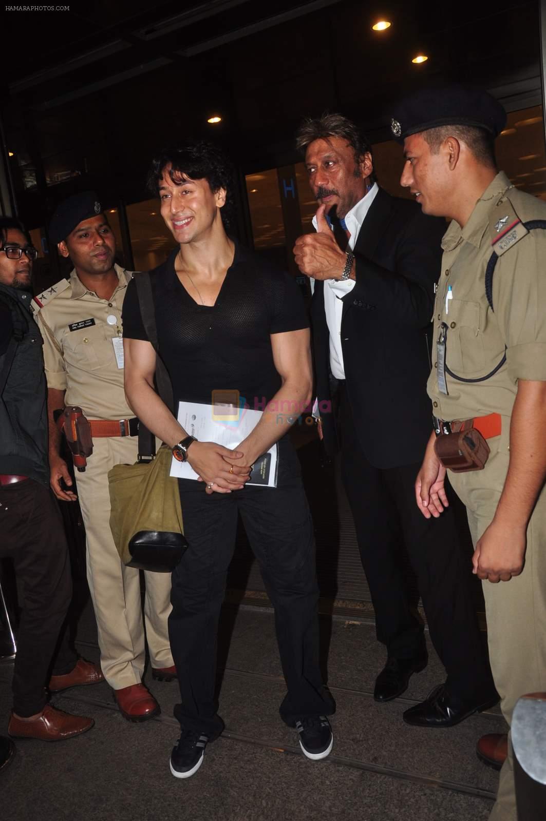 Tiger Shroff and Jackie Shroff leave for IIFA on 6th June 2015