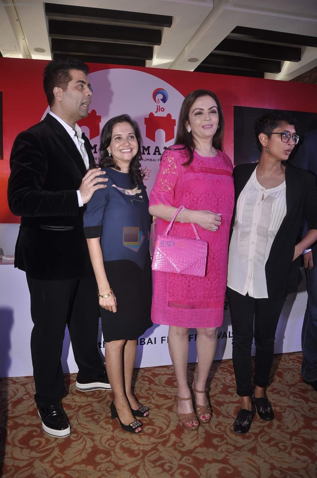 Karan Johar, Nita Ambani, Kiran Rao at MAMI FEST press meet in Mumbai on 10th June 2015