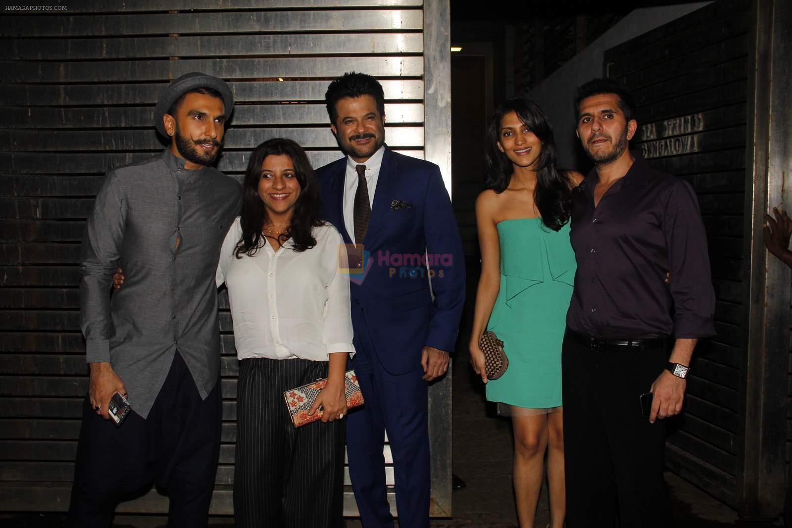 Ranveer Singh, Zoya Akhtar, Anil Kapoor, Ritesh Sidhwani at Dil Dhadakne Do dinner at Zoya's house on 10th June 2015 (