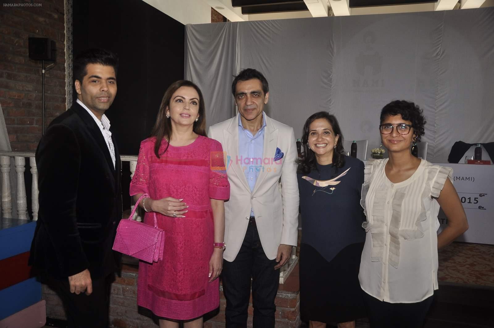 Karan Johar, Nita Ambani, Kiran Rao at MAMI FEST press meet in Mumbai on 10th June 2015