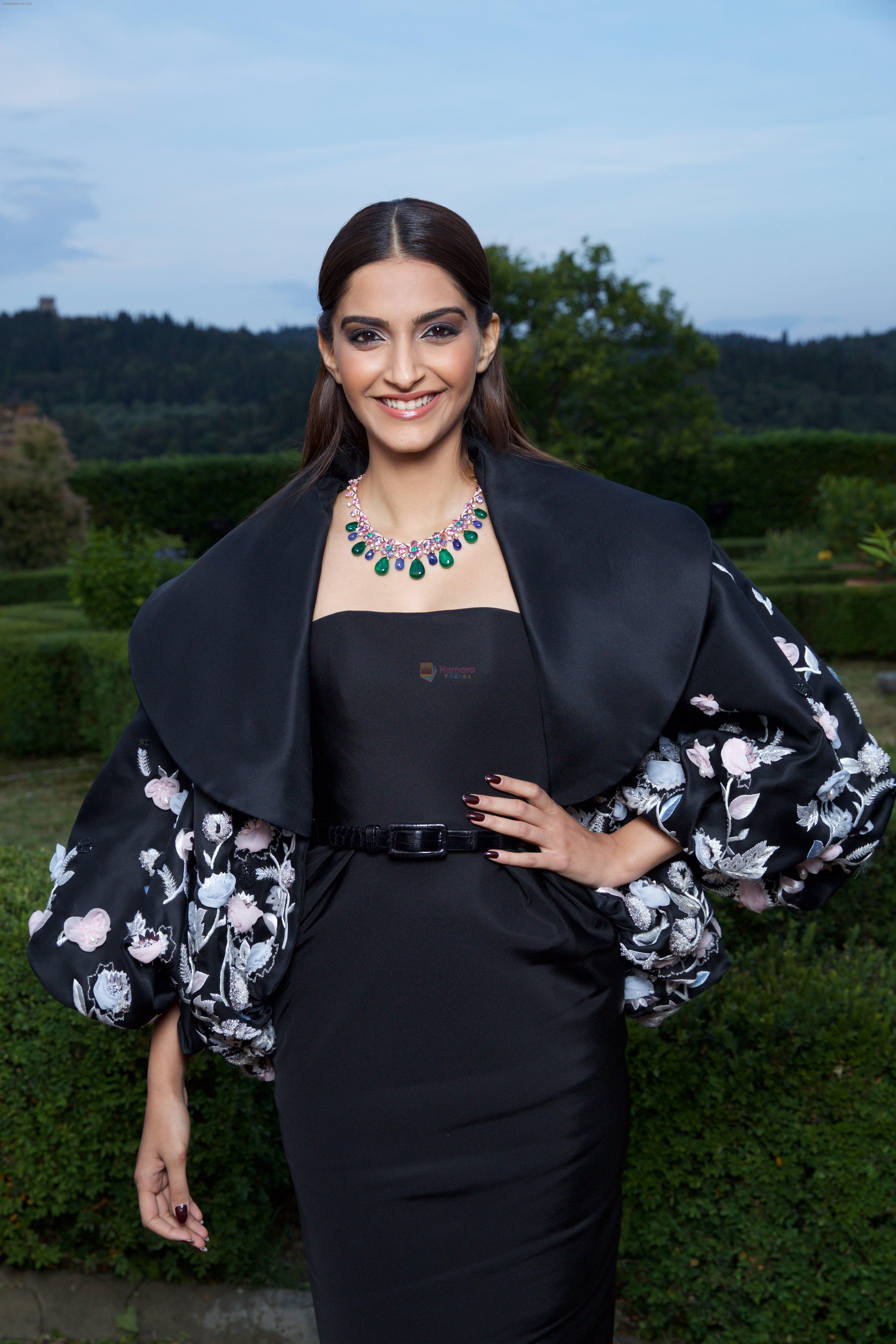 Sonam Kapoor unveiled Bulgari's new High Jewellery collection inspired by the art of the Italian gardens in Villa Di Maiano, Florence on 14th June 2015