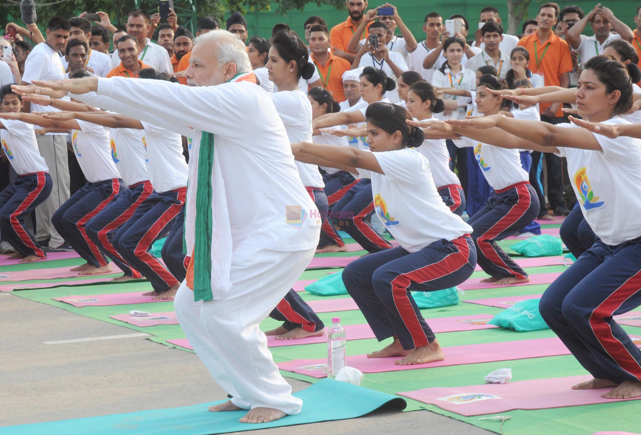 Narendra Modi doing Yoga at International Yoga Day on 21st June 2015