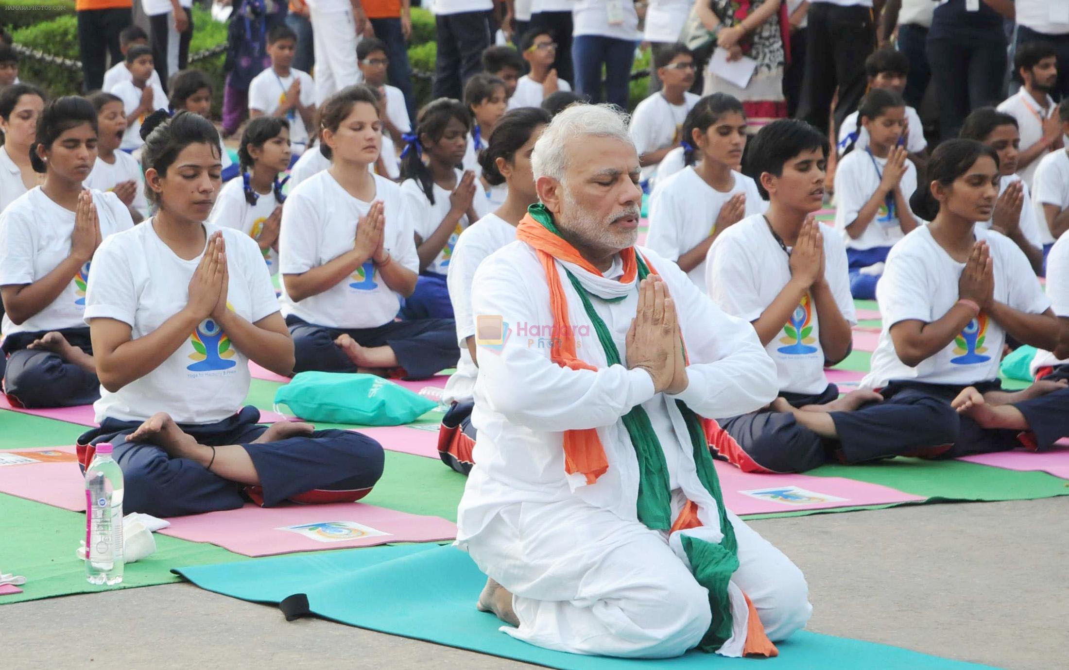 Narendra Modi doing Yoga at International Yoga Day on 21st June 2015
