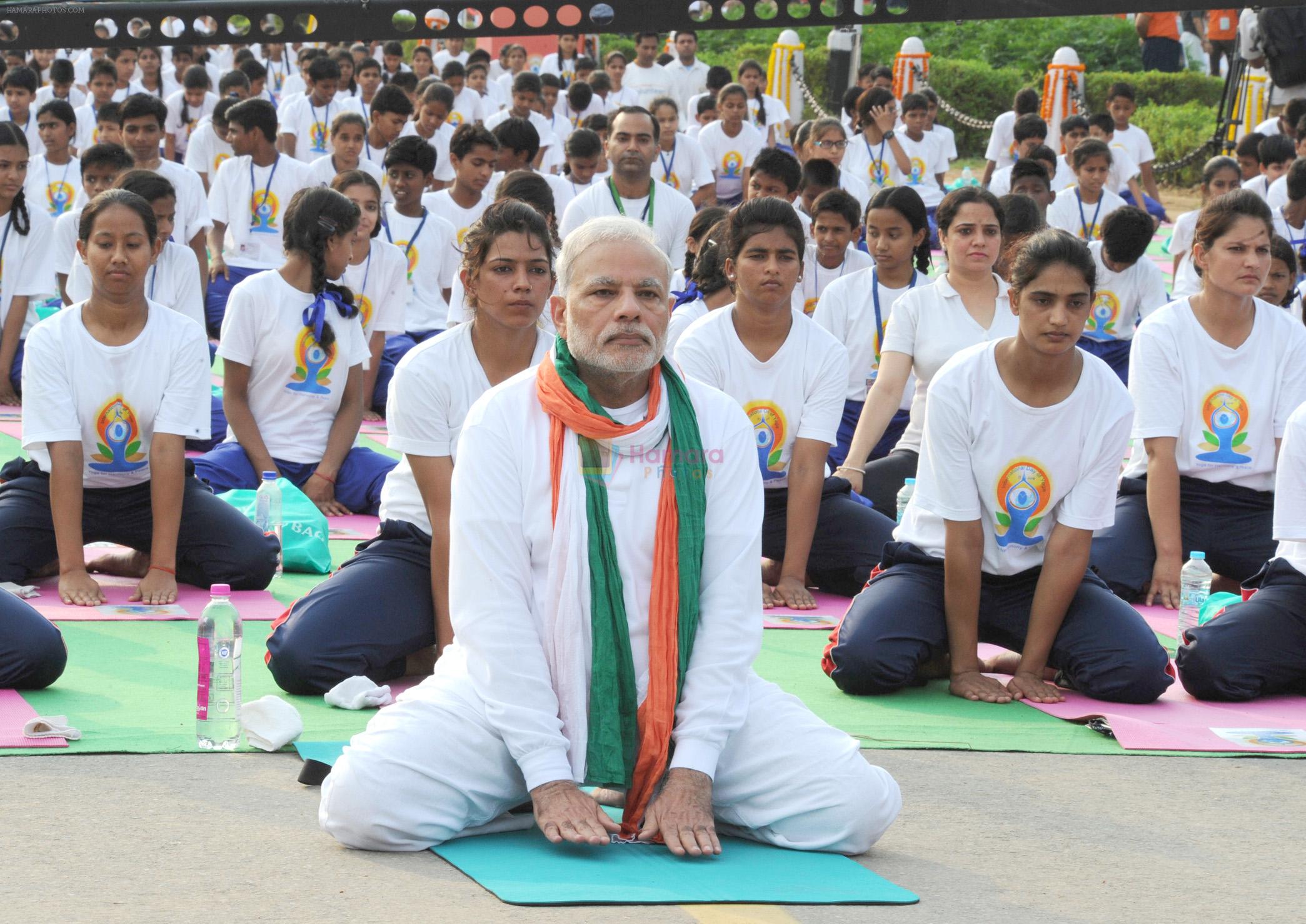 Narendra Modi doing Yoga at International Yoga Day on 21st June 2015