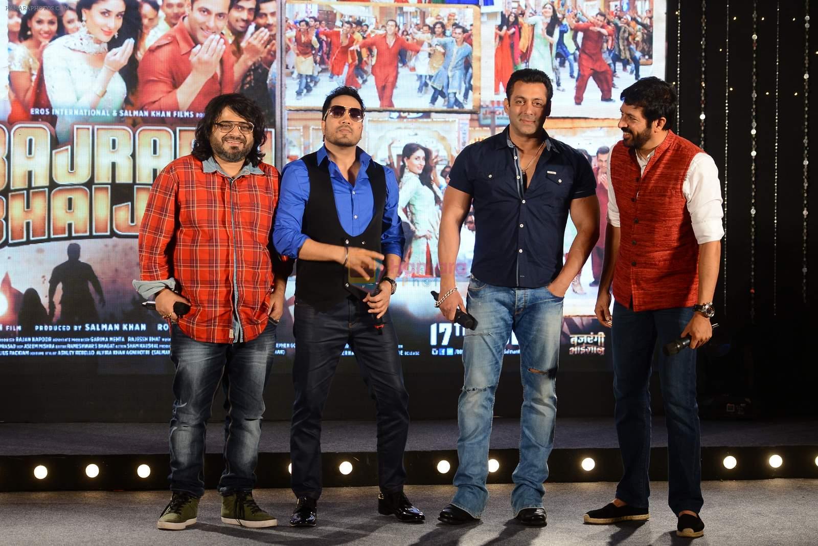 Salman Khan, Mika Singh, Pritam Chakraborty, Kabir Khan at Bajrangi Bhaijaan song launch in J W Marriott on 3rd July 2015