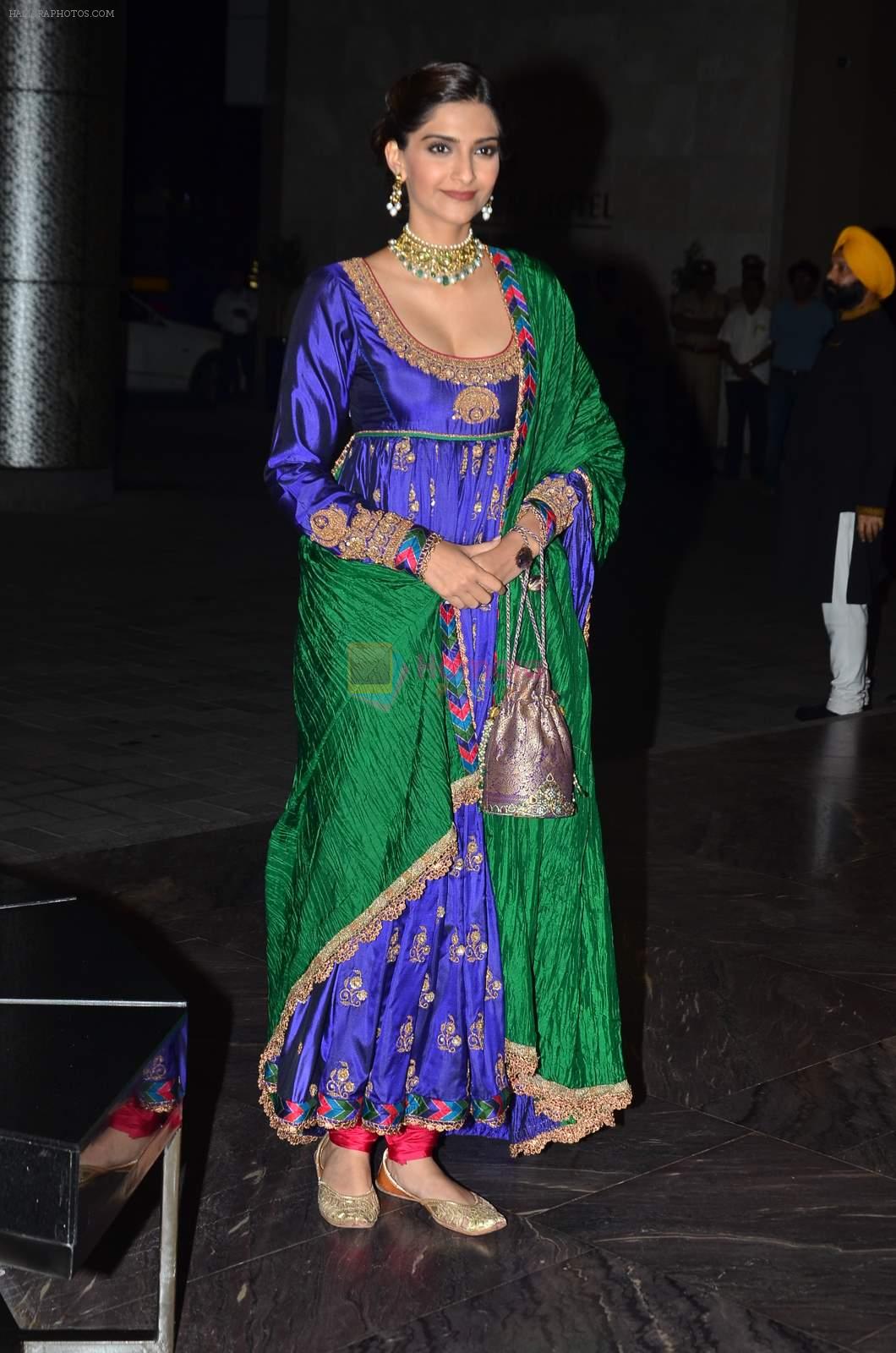 Sonam kapoor at Shahid Kapoor and Mira Rajput's wedding reception in Mumbai on 12th July 2015