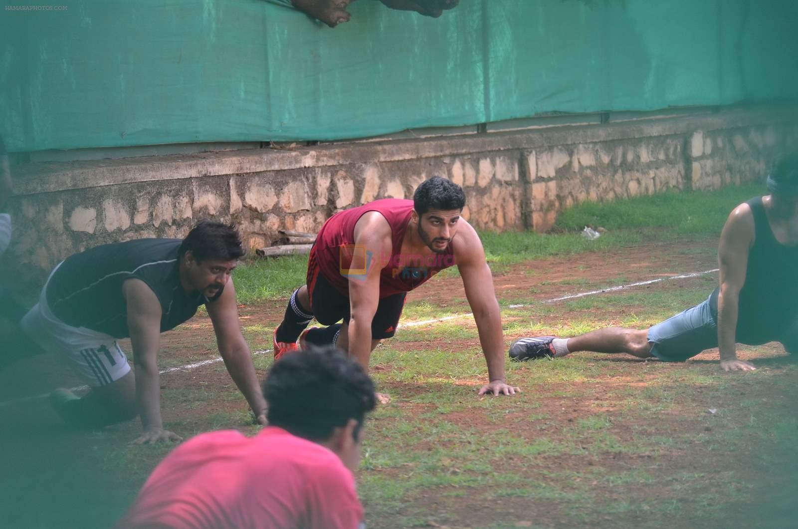 Arjun Kapoor snapped at soccer match practice in Bandra, Mumbai on 12th July 2015