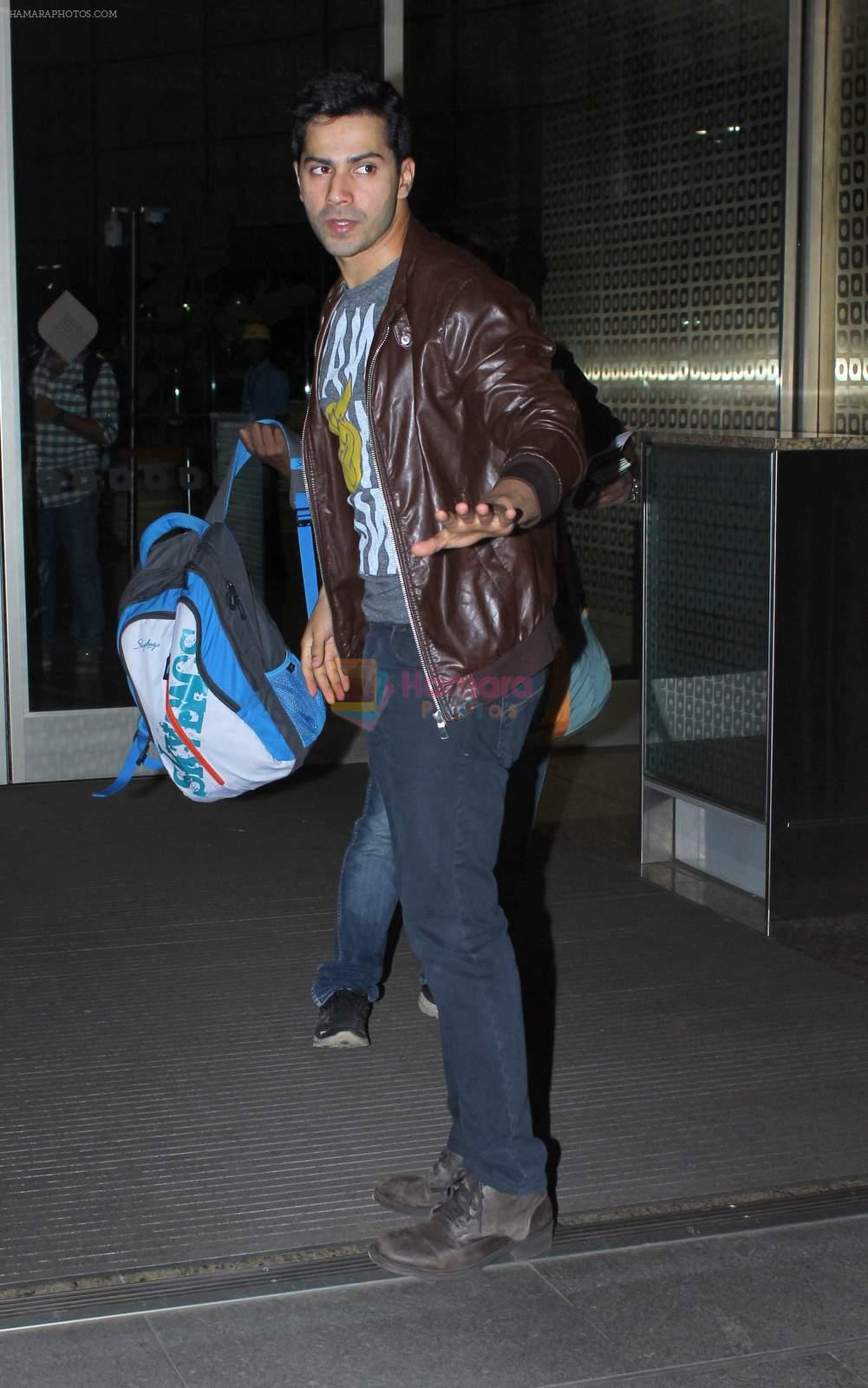 Varun Dhawan snapped as he leaves for Rohit Dhawan's shoot Dhishoom in International Airport on 15th July 2015