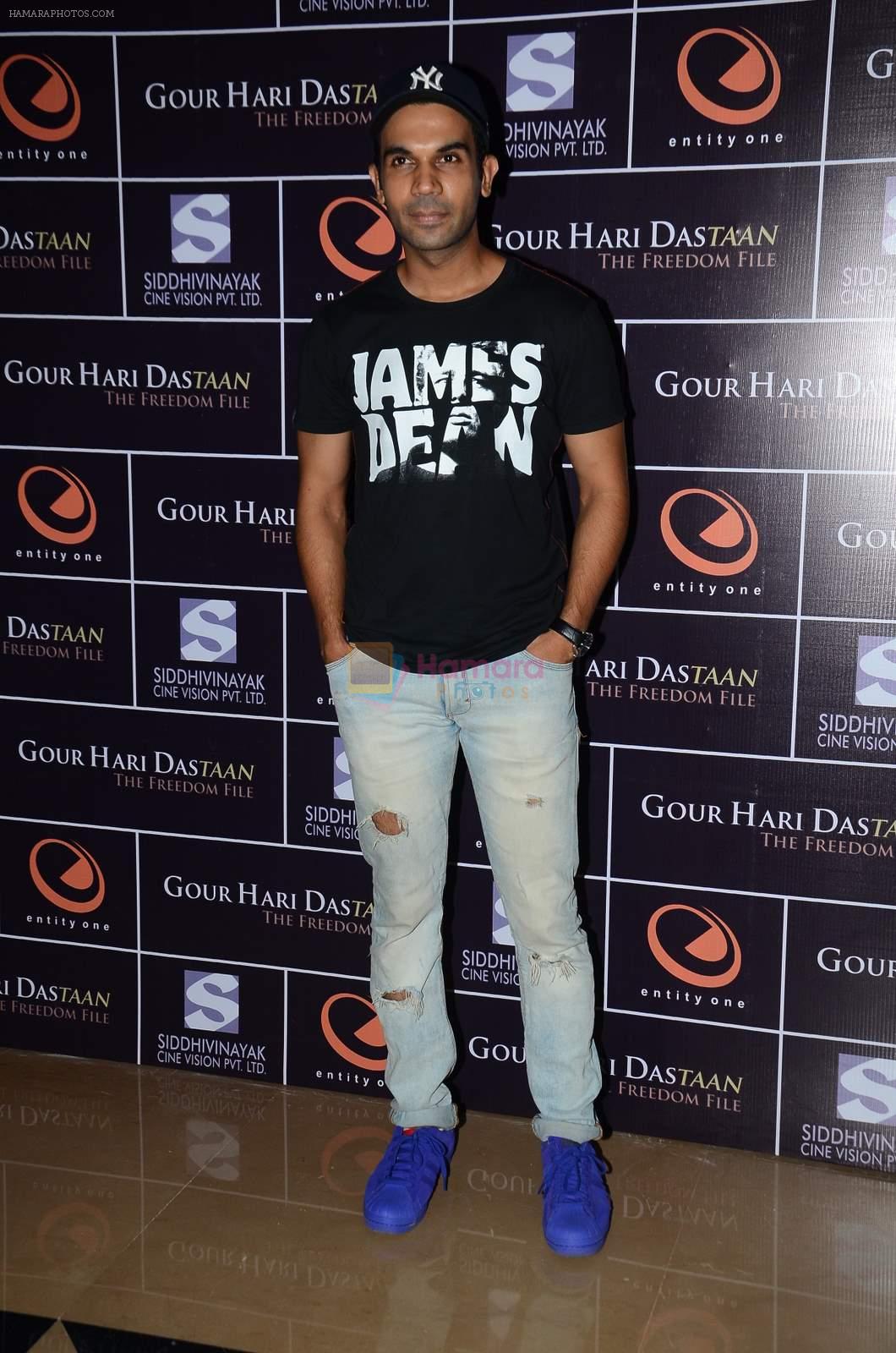 Raj Kumar Yadav at the Premiere of the film Gour Hari Dastaan in PVR, Juhu on 12th Aug 2015