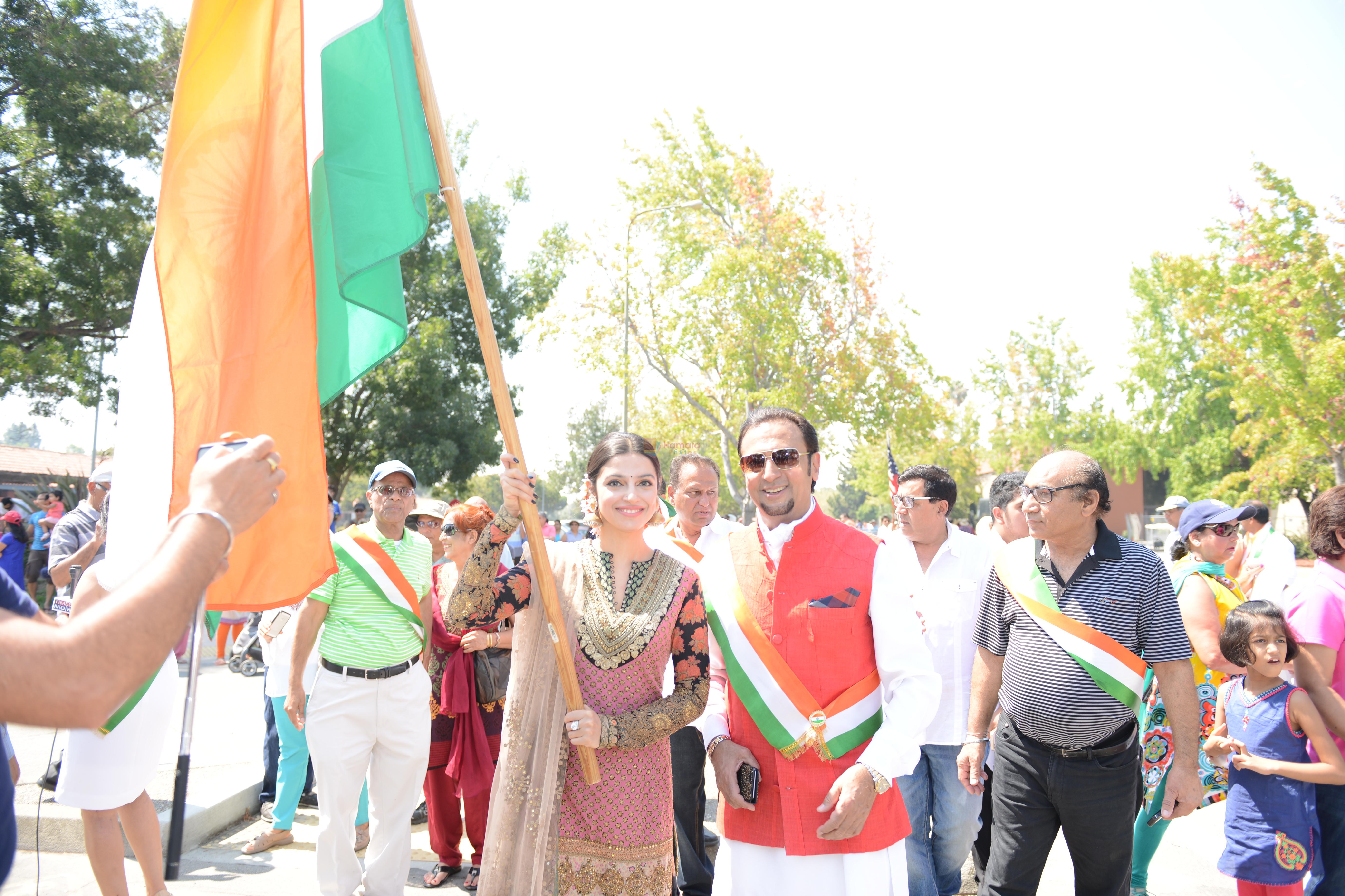 Divya Khosla Kumar spotted in Sabyasachi at a flag hoisting ceremony in SAN FRANCISCO