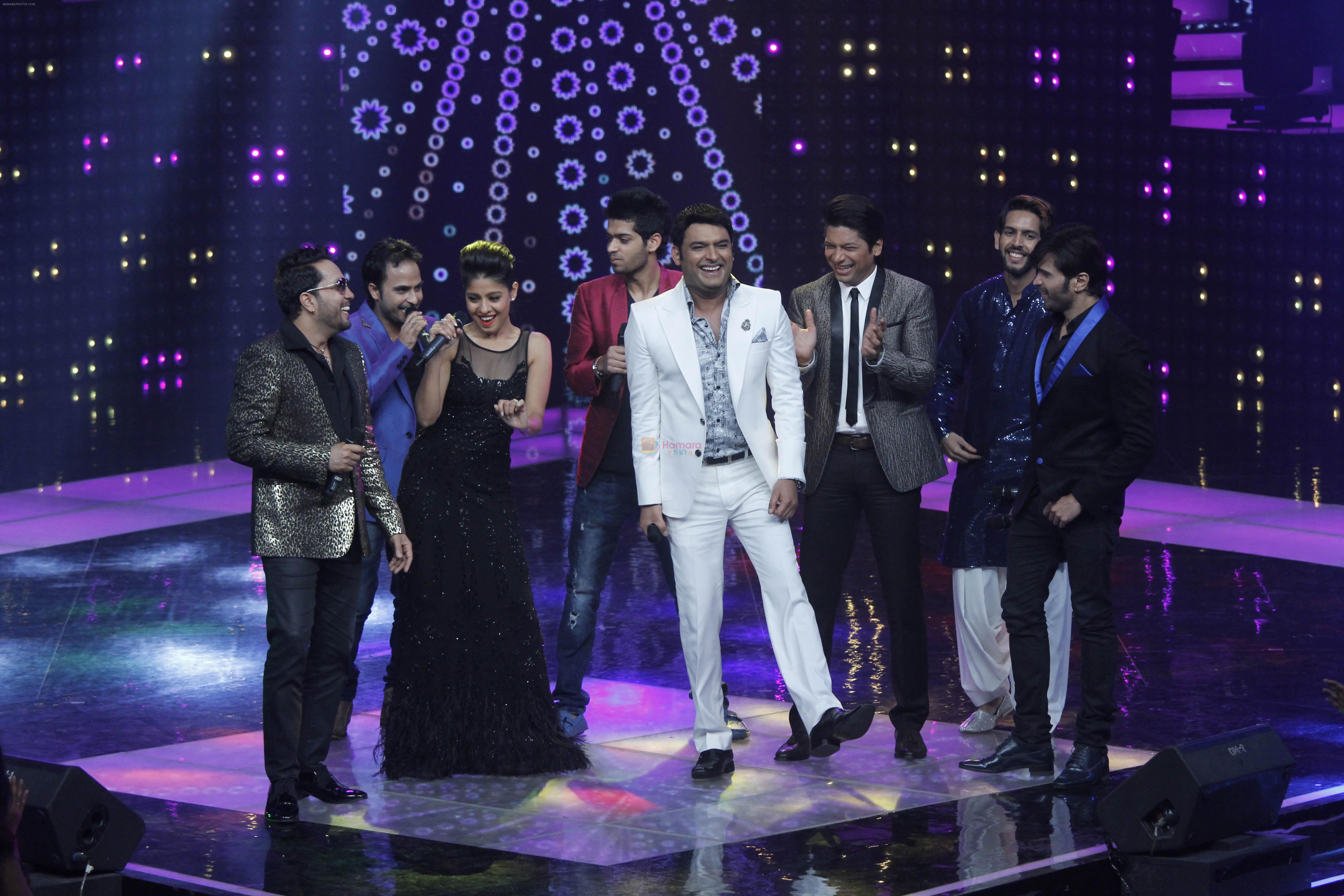 Kapil Sharma with the coaches on the sets of &TV's The Voice India