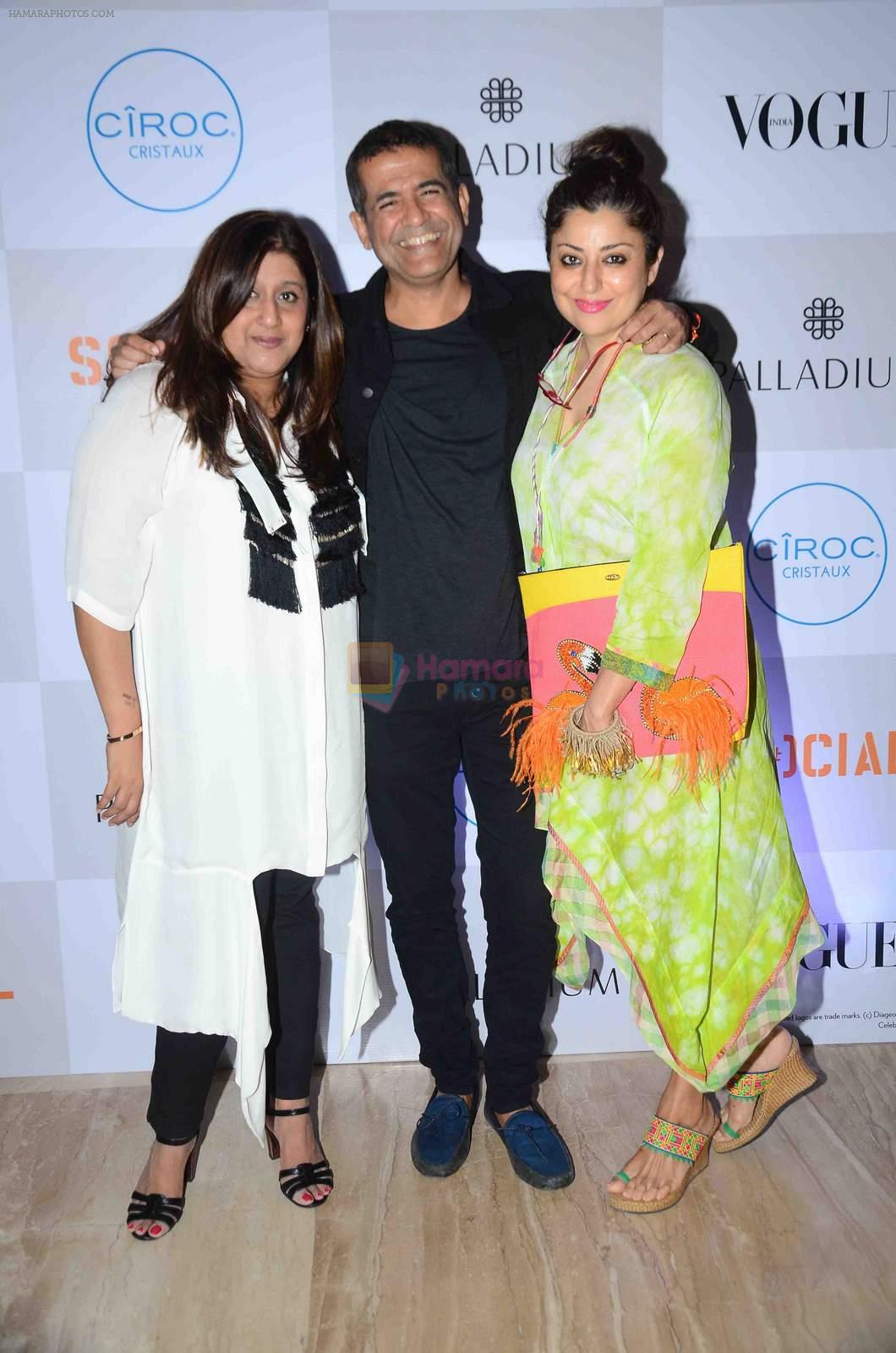 Priya Tanna, Editor, Vogue India with A.D. Singh and Sabina Singh at at Fashion's Night Out 2015 by Vogue at Palladium, Mumbai