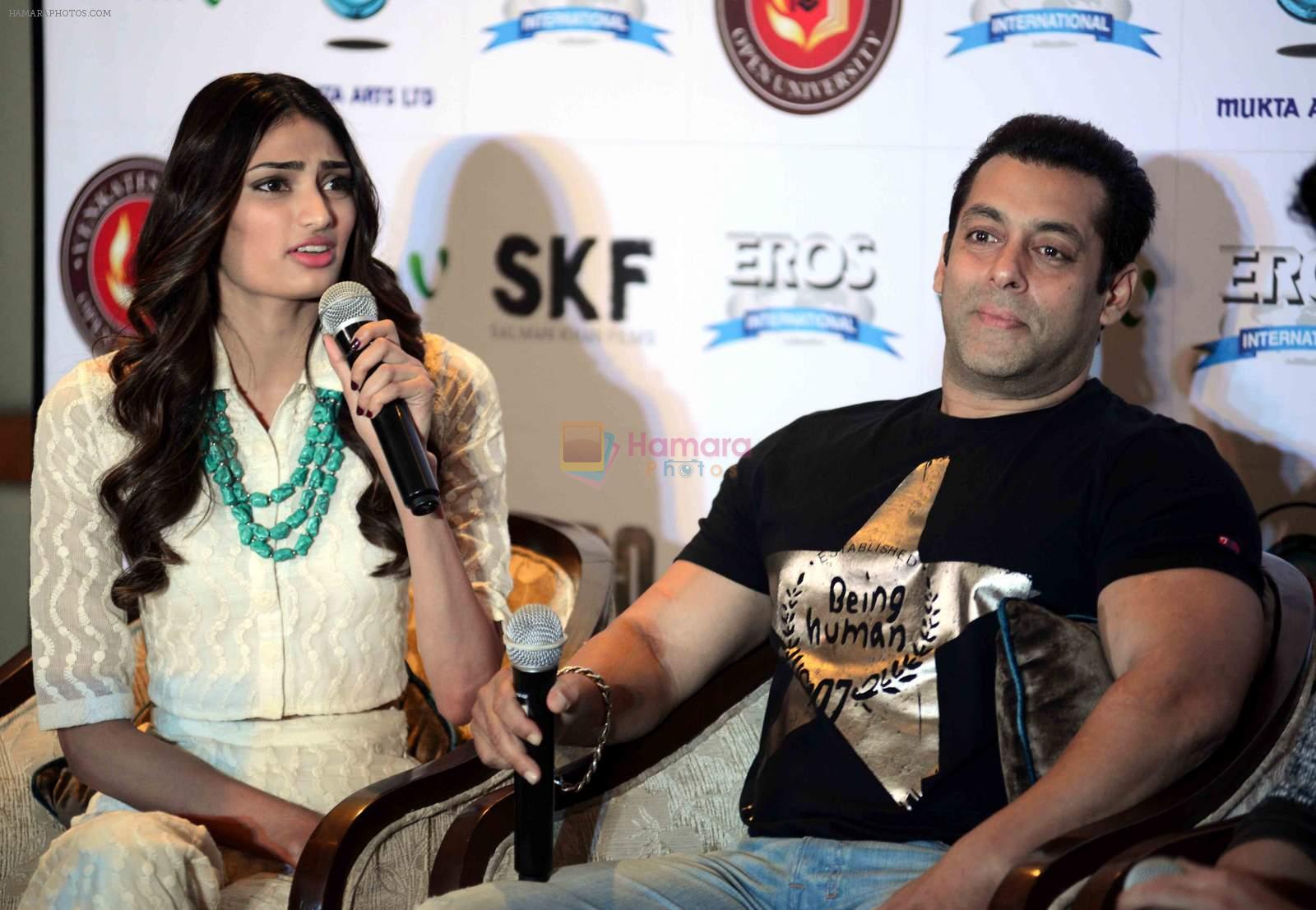 Salman Khan, Athiya Shetty, Sooraj Pancholi at Hero Press Meet in Gurgaon on 5th Sept 2015