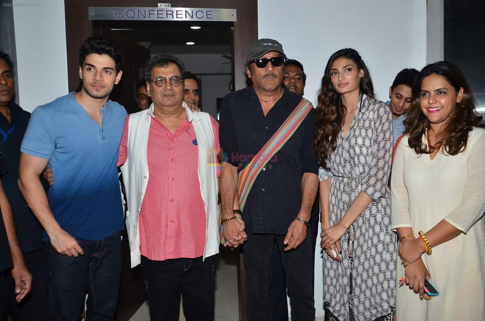 Jackie Shroff, Subhash Ghai, Athiya Shetty and Sooraj Pancholi at Whistling Woods in Mumbai on 12th Sept 2015