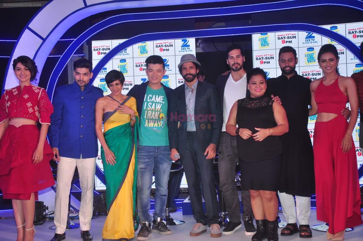 Gauhar Khan, Farhan Akhtar, Mandira Bedi at Zee Tv launches its new show I Can Do It with Farhan and Gauhar at Marriott on 30th Sept 2015