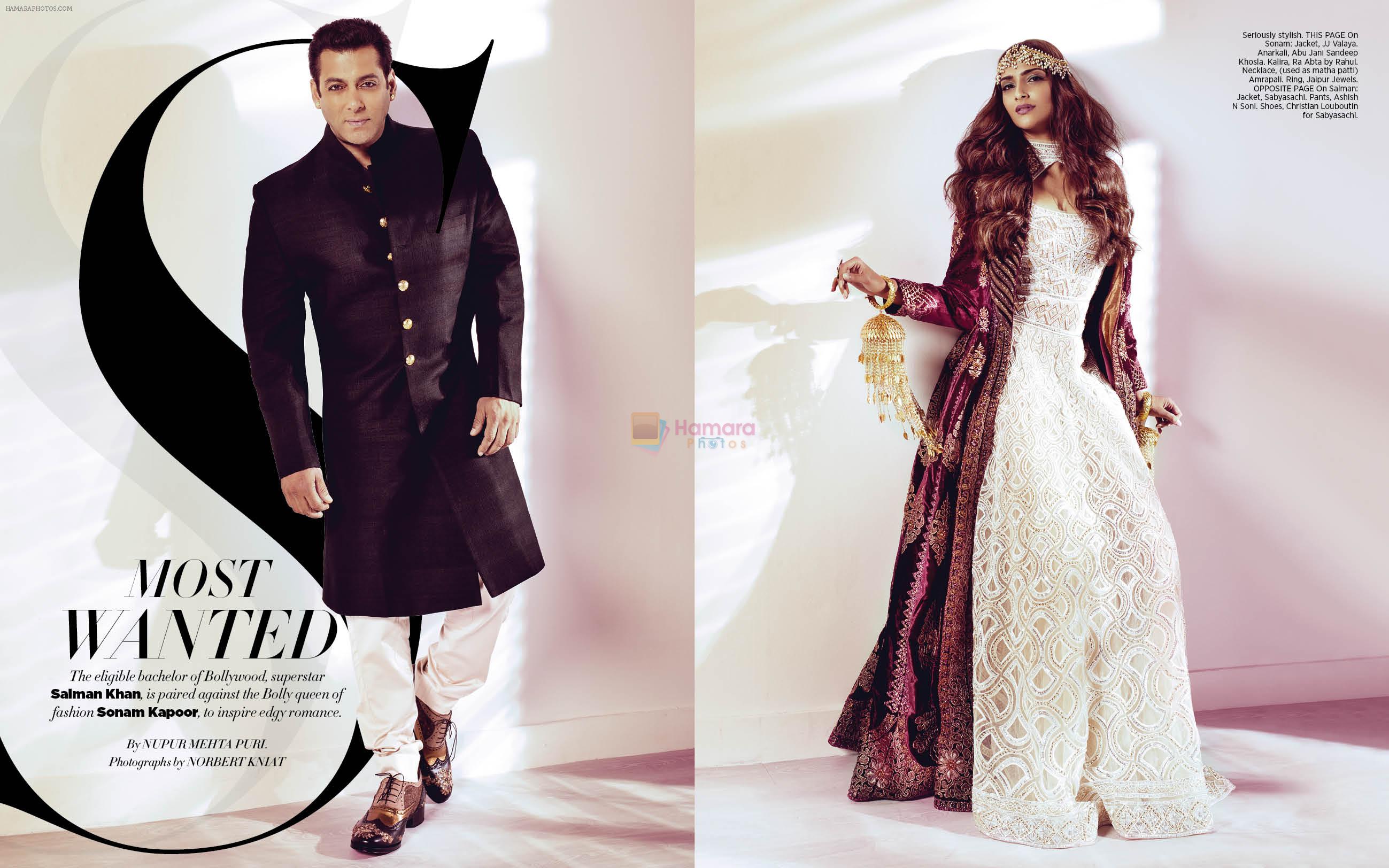 Salman Khan & Sonam Kapoor on the cover of Harper's Bazaar Bride on 6th Oct 2015