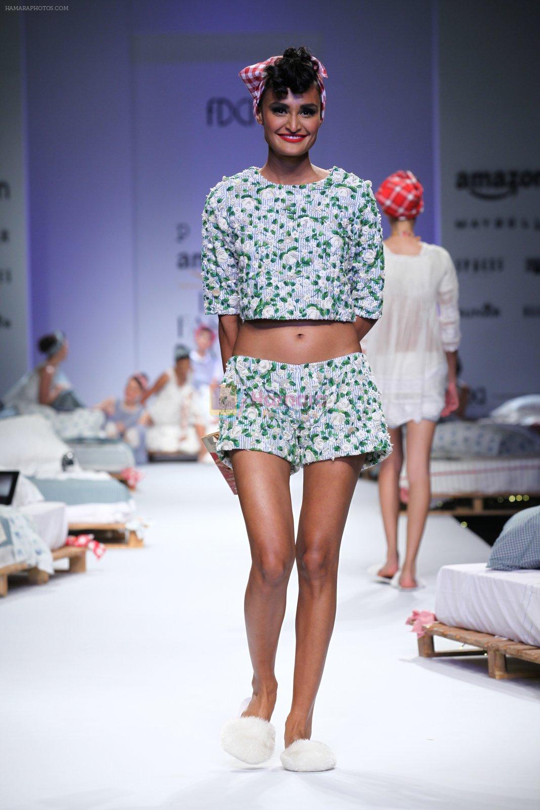 Model walk the ramp for Aneeth Arora Show on Day 4 of Amazon India Fashion Week on 10th Oct 2015