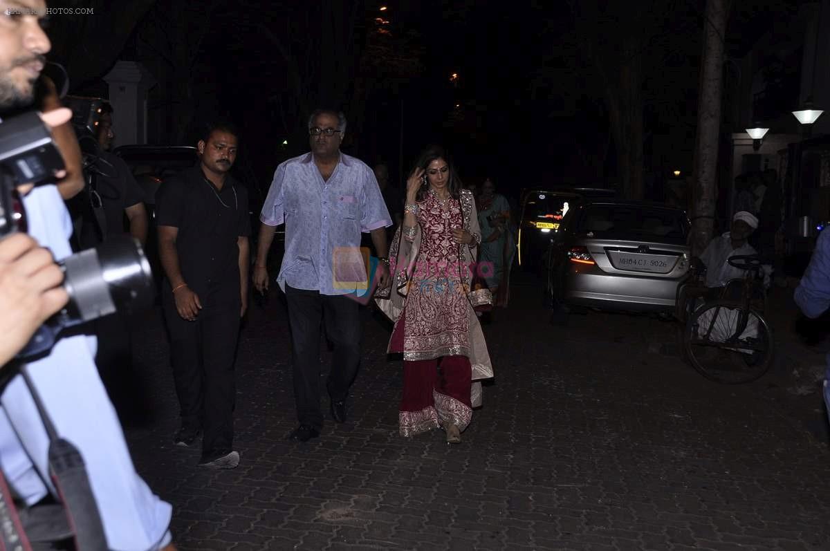 Sridevi, Boney Kapoor at Karva chauth celebrations at Anil Kapoors residence on 30th Oct 2015
