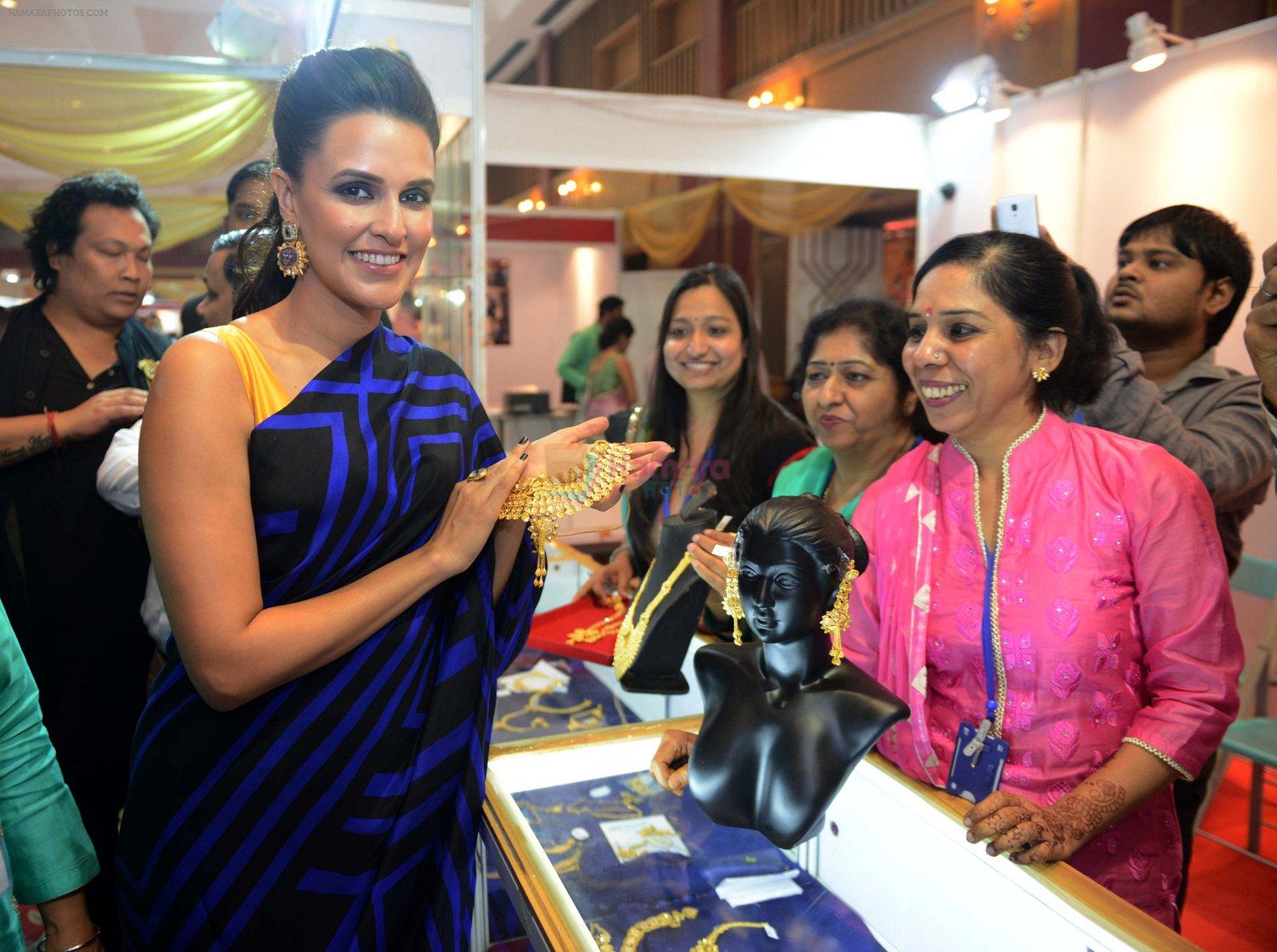 Neha Dhupia at MMTC gold Exhibition at Ashoka Hotel in New Delhi on 3rd Nov 2015