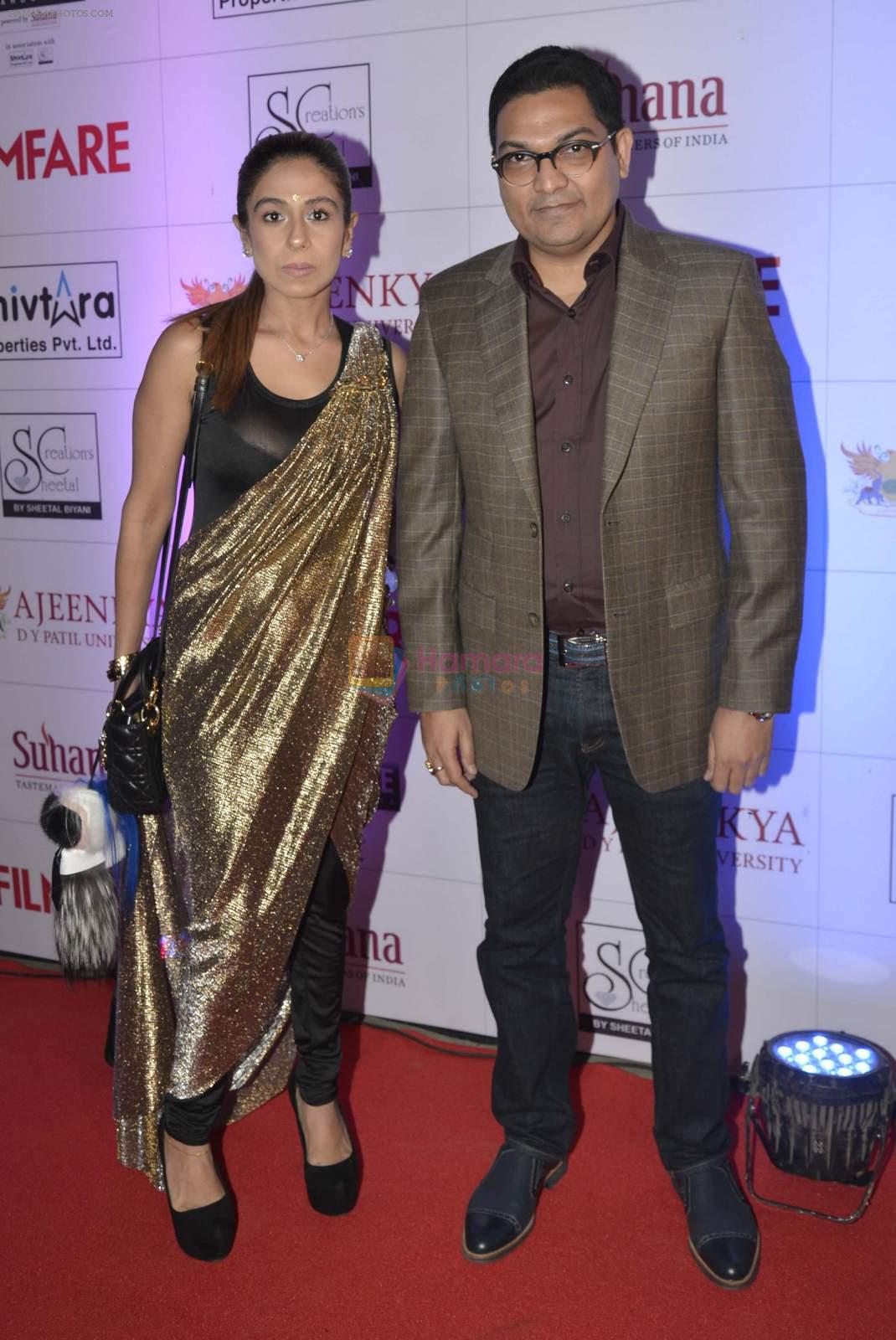 Dr. Ajeenkya D Y Patil (Chairman D Y Patil Group) with his wife at the Red Carpet of _Ajeenkya DY Patil University Filmfare Awards
