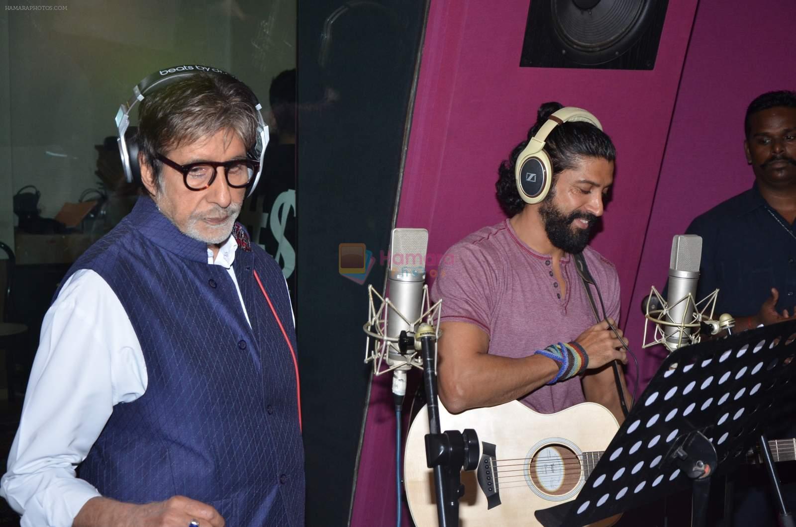 Farhan Akhtar, Amitabh Bachchan at the recording on 13th Dec 2015