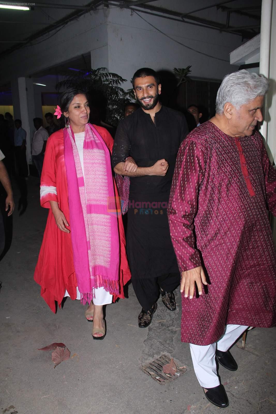 Shabana Azmi, Ranveer Singh at Bajirao Mastani screening in Sunny Super Sound on 17th Dec 2015