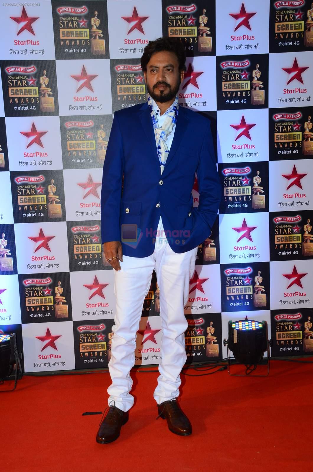 Irrfan Khan at Star Screen Awards Red Carpet on 8th Jan 2016
