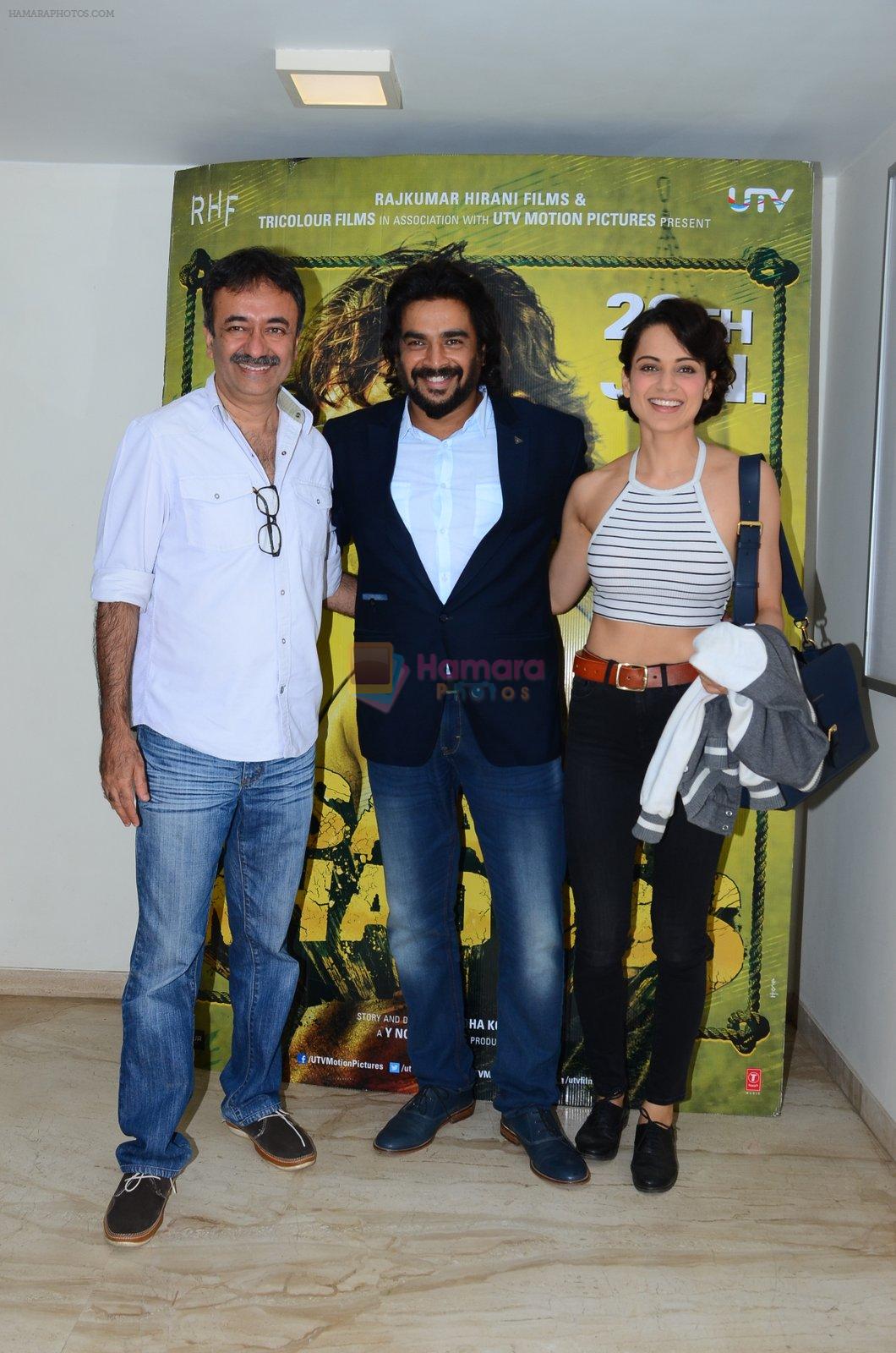 Kangana Ranaut, Madhavan, Rajkumar Hirani at Saala Khadoos screening on 22nd Jan 2016