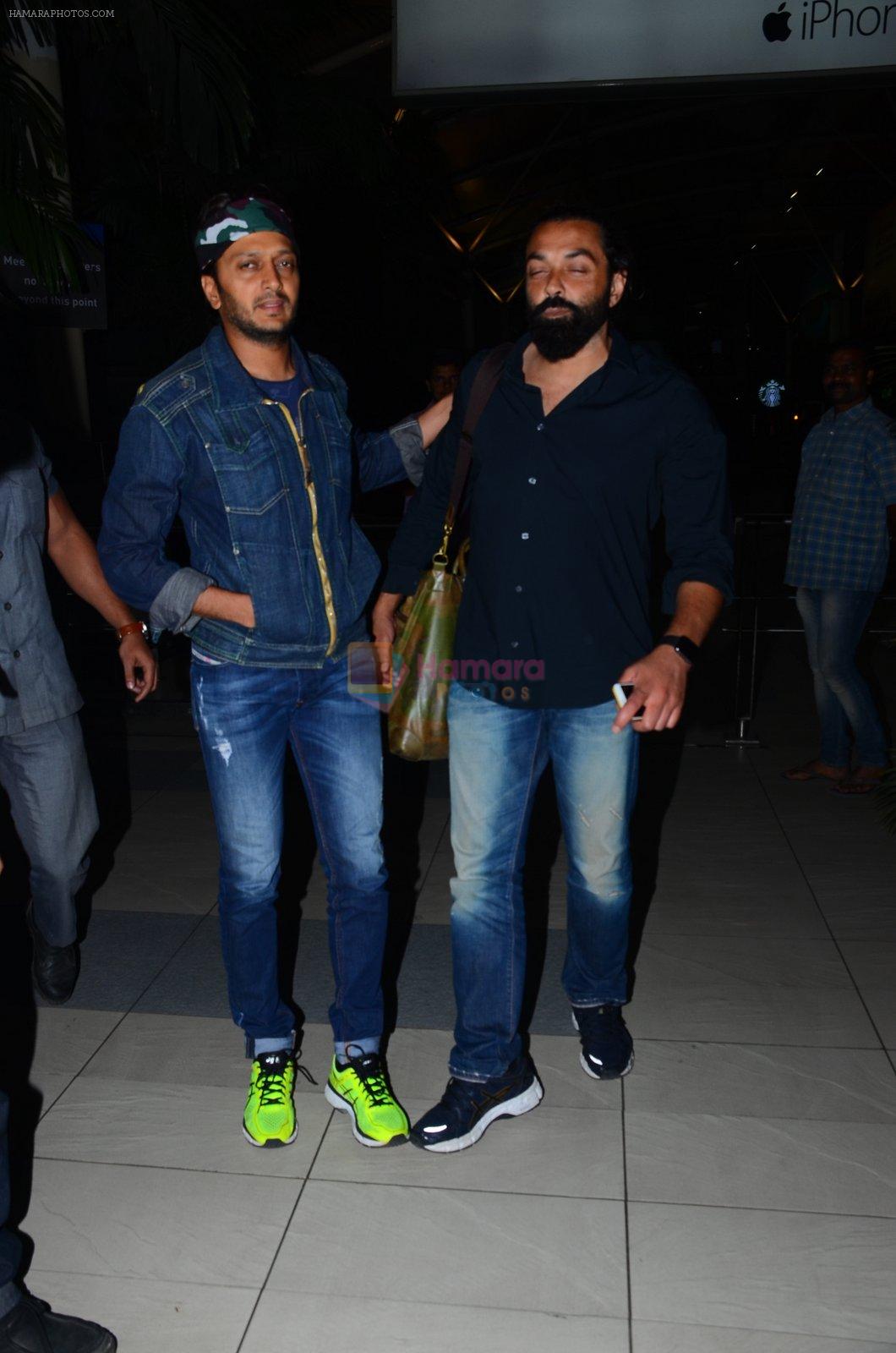 Riteish Deshmukh, Bobby Deol snapped at airport on 23rd Jan 2016