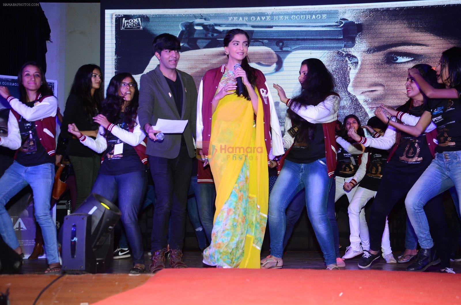 sonam kapoor promotes Neerja at national college on 12th Feb 2016