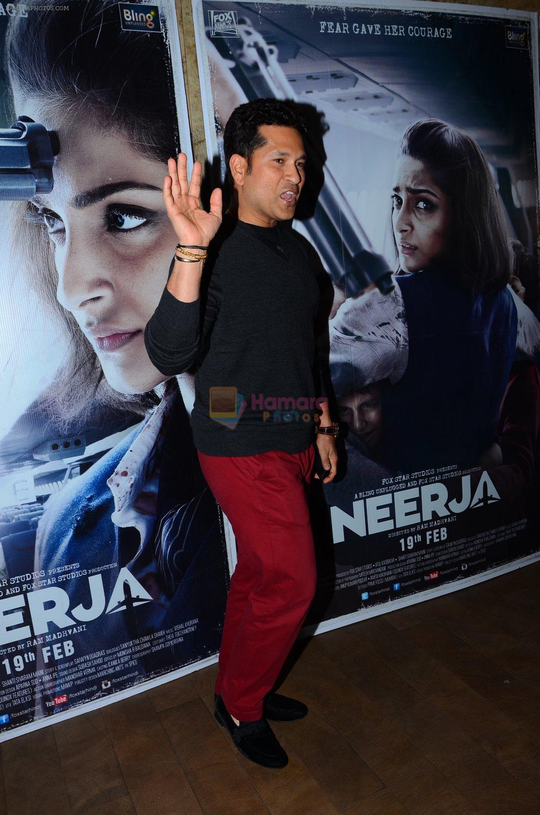 Sachin Tendulkar at Neerja Screening in Mumbai on 15th Feb 2016
