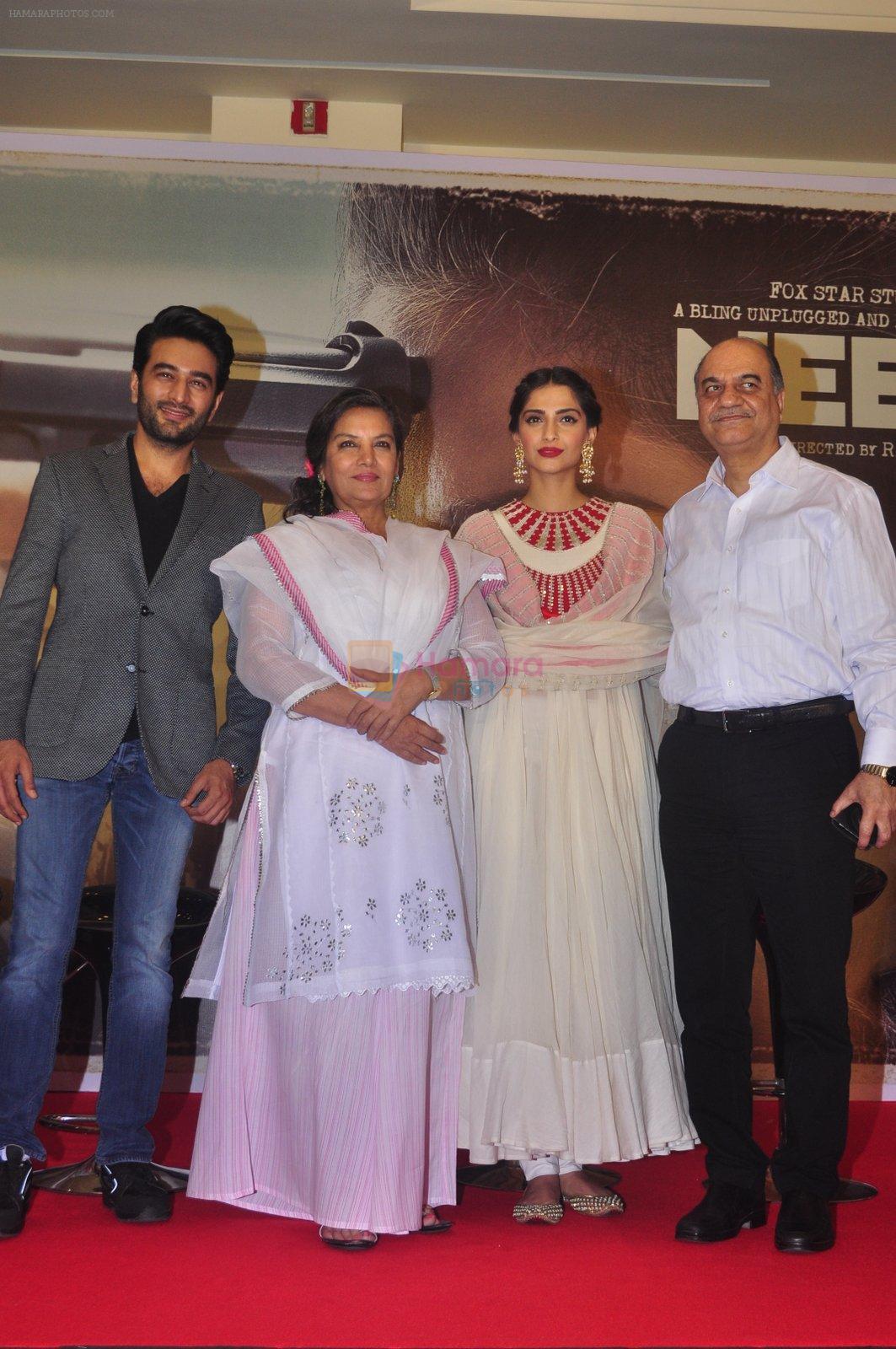 Shekhar Ravjiani, Shabana Azmi, Sonam Kapoor promotes Neerja in Mumbai on 1st March 2016