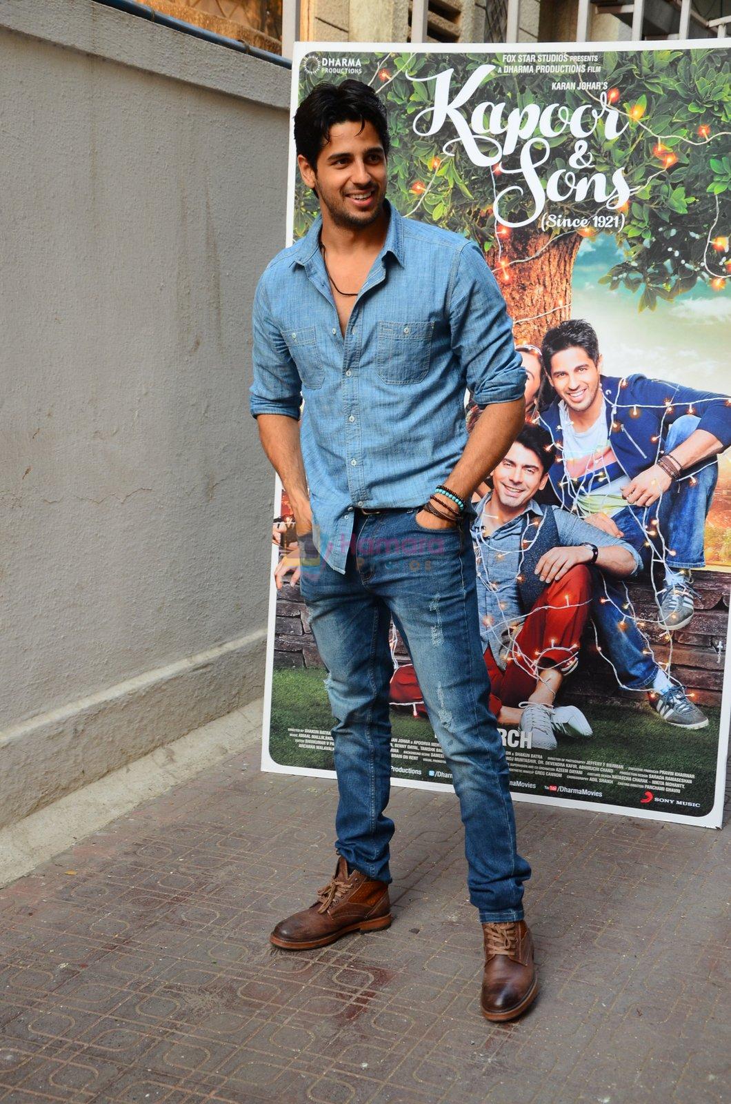 Sidharth Malhotra at Kapoor N Sons promotions at Johar's office on 3rd March 2016
