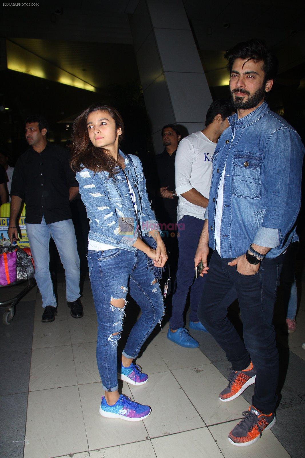 Alia Bhatt, Sidharth Malhotra and Fawad Khan promote Kapoor N Sons after they return from Bangalore on 12th March 2016