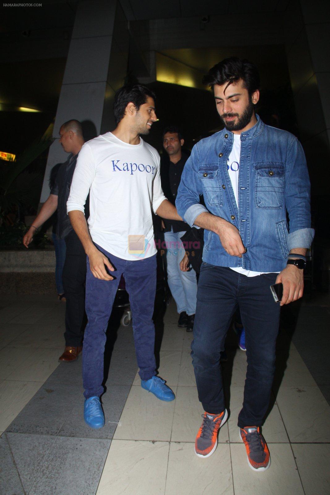Sidharth Malhotra and Fawad Khan promote Kapoor N Sons after they return from Bangalore on 12th March 2016
