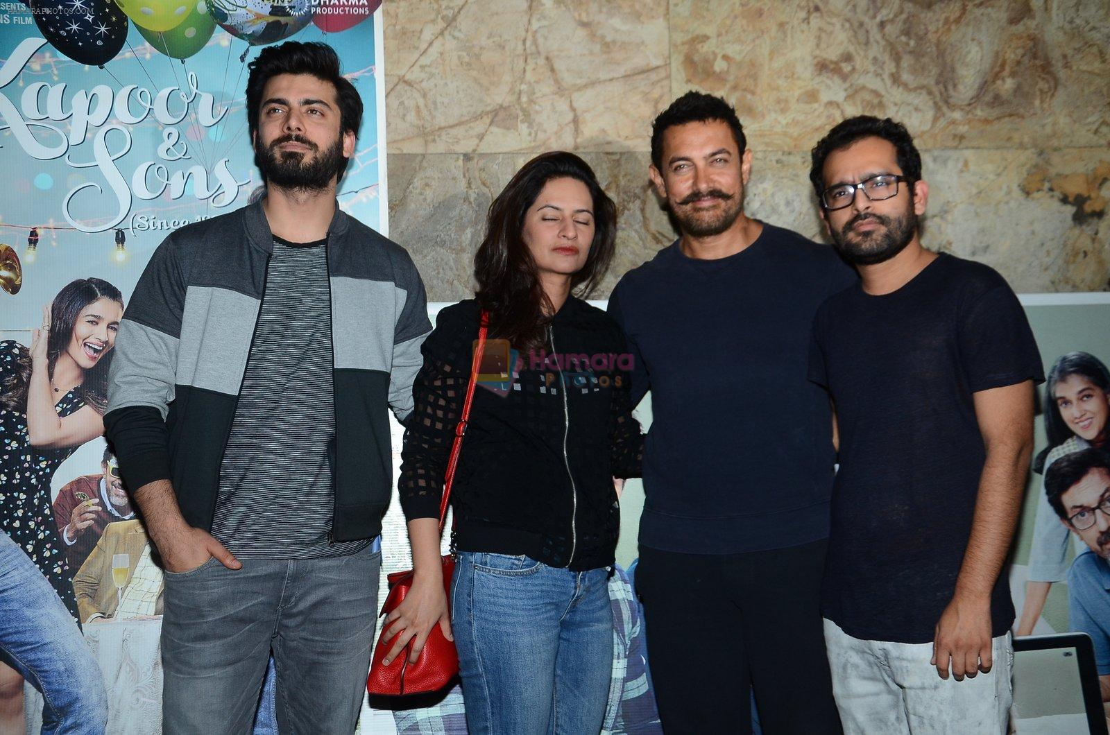 Aamir Khan, Fawad Khan at Kapoor N Sons screening on 15th March 2016