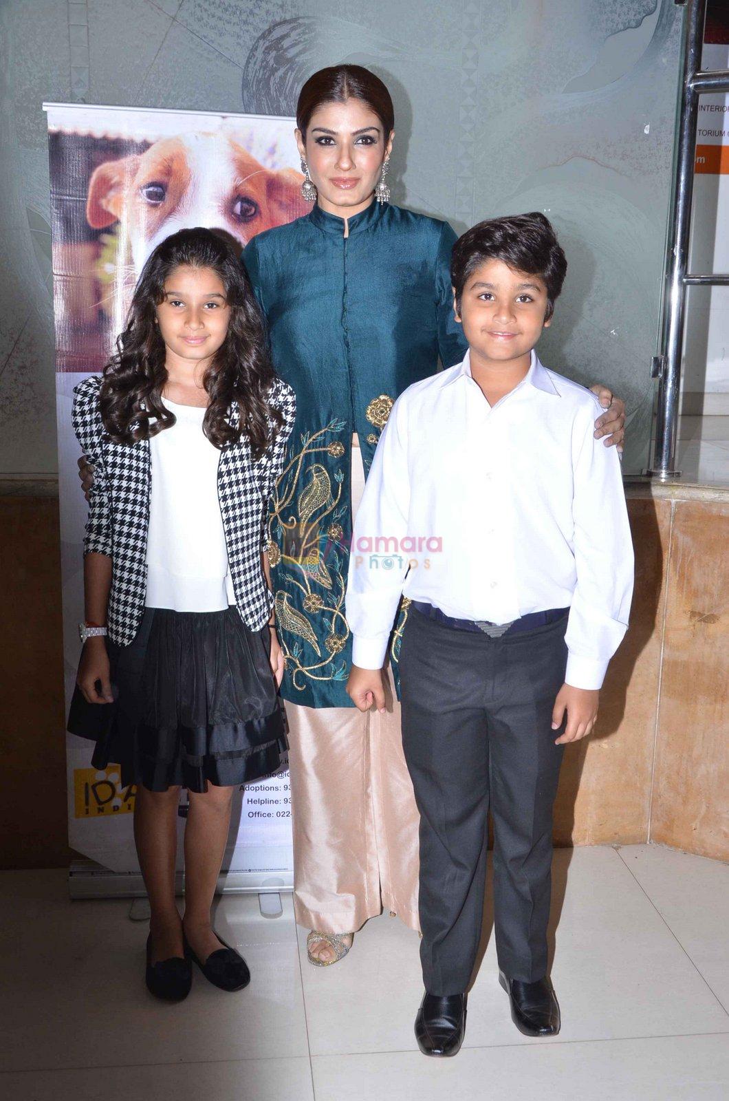 Raveena Tandon with her kids Ranbirvardhan and Rasha as they are announced as brand ambassadors of ngo on 23rd March 2016