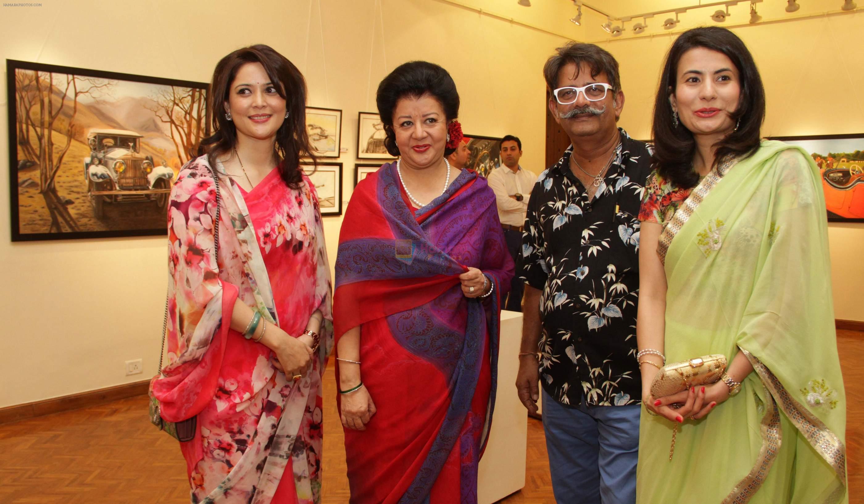 Princess Praggyashree Gaekwad of baroda, princess Asharaje Gaekwad of baroda,maharaja Yuvraj Jaisinh Sisodia & princess Vidita Singh of barwani at Royals Art Exhibition on 30